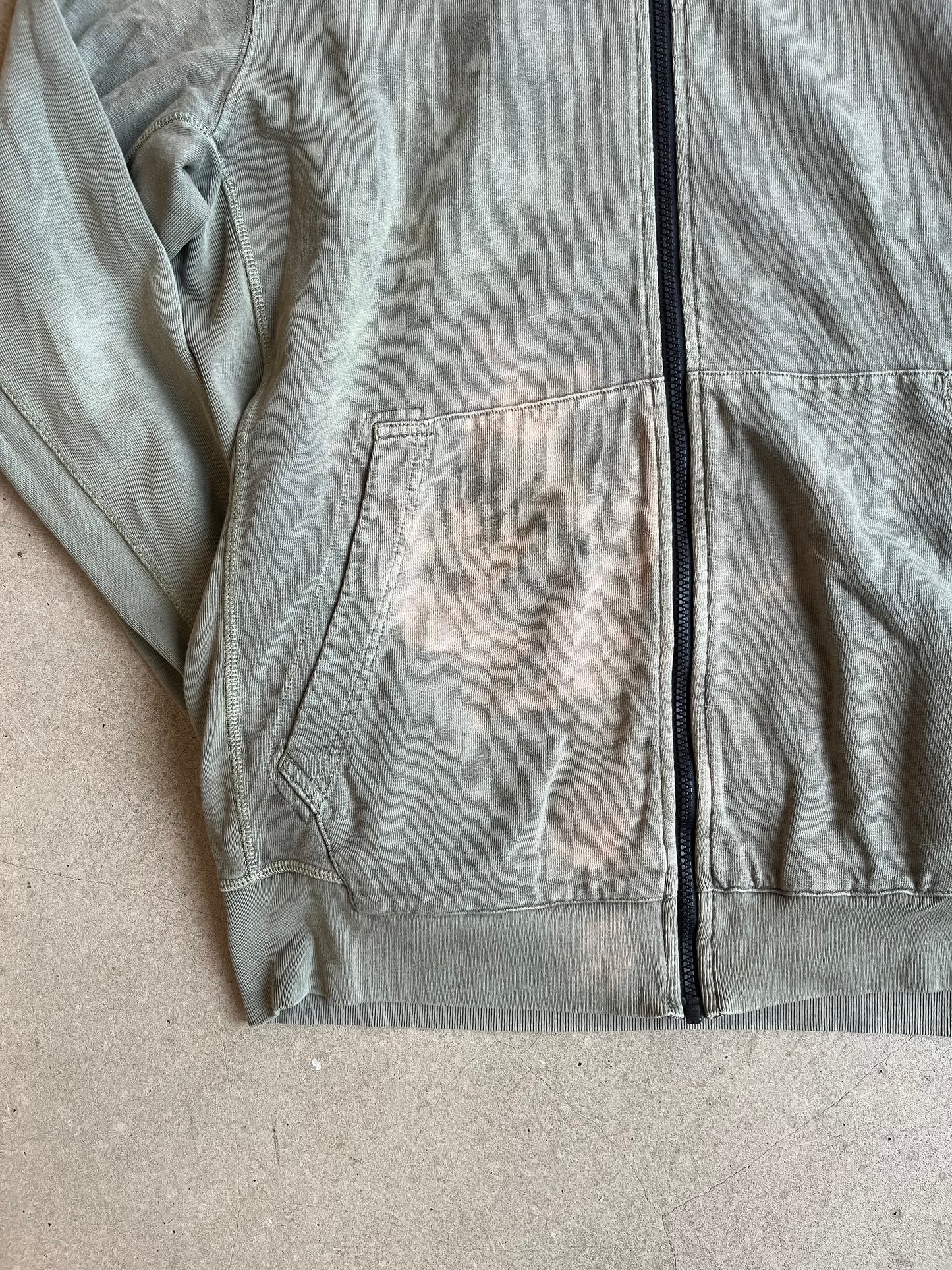 Stone Island Faded Zip-Up Hoodie Green 3XL