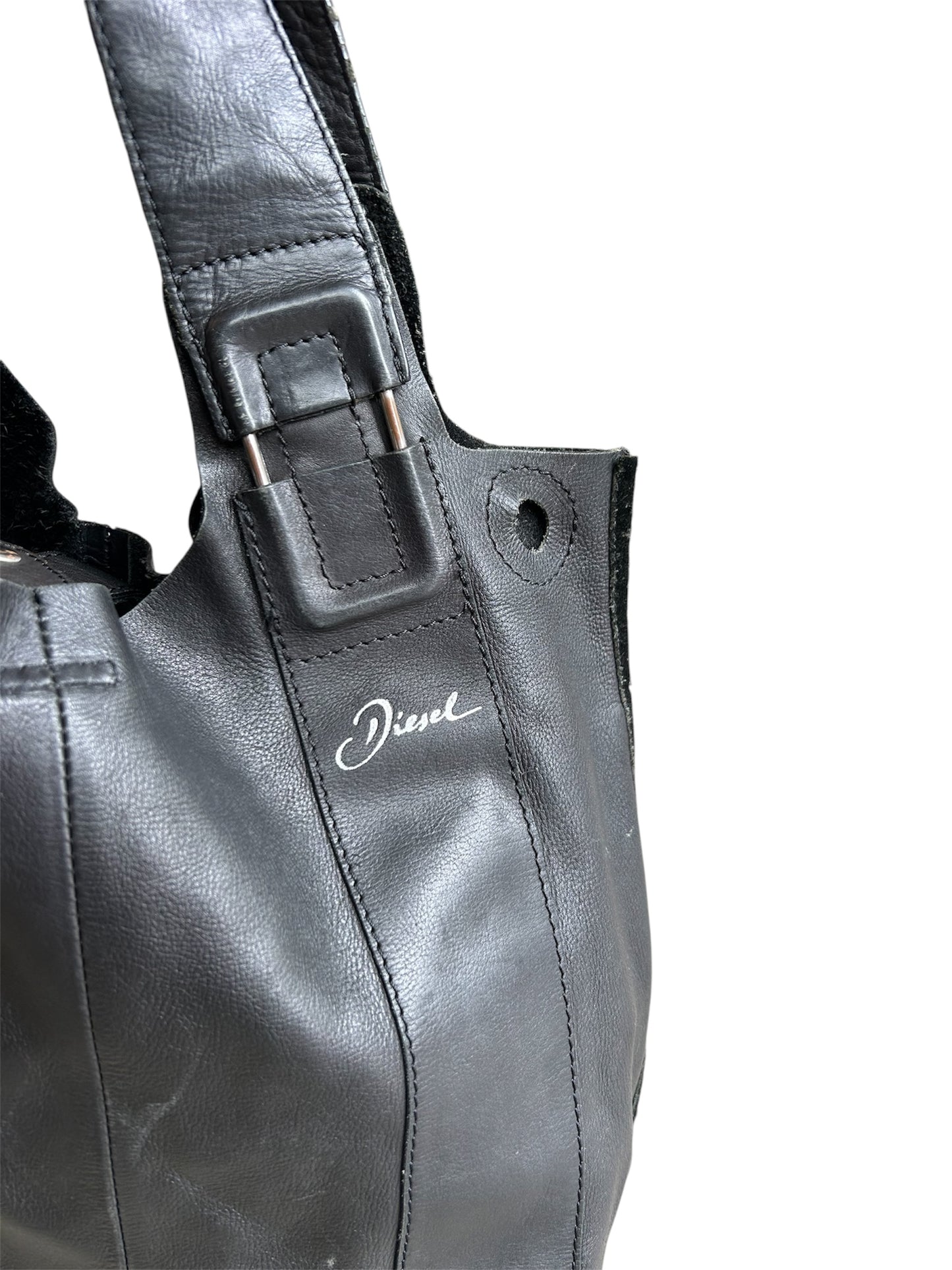 Diesel Zwarte Leren Tote tas