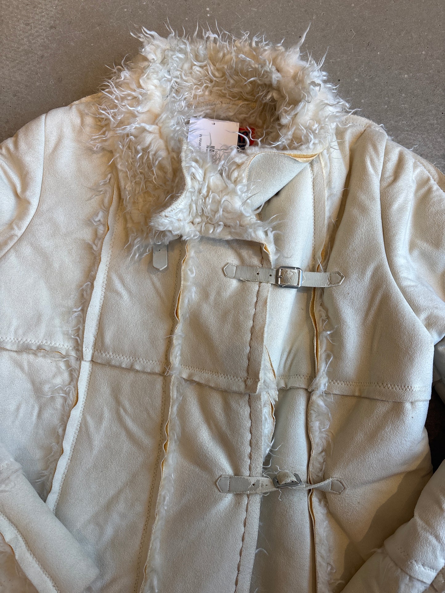DKNY Faux Fur Coat White M