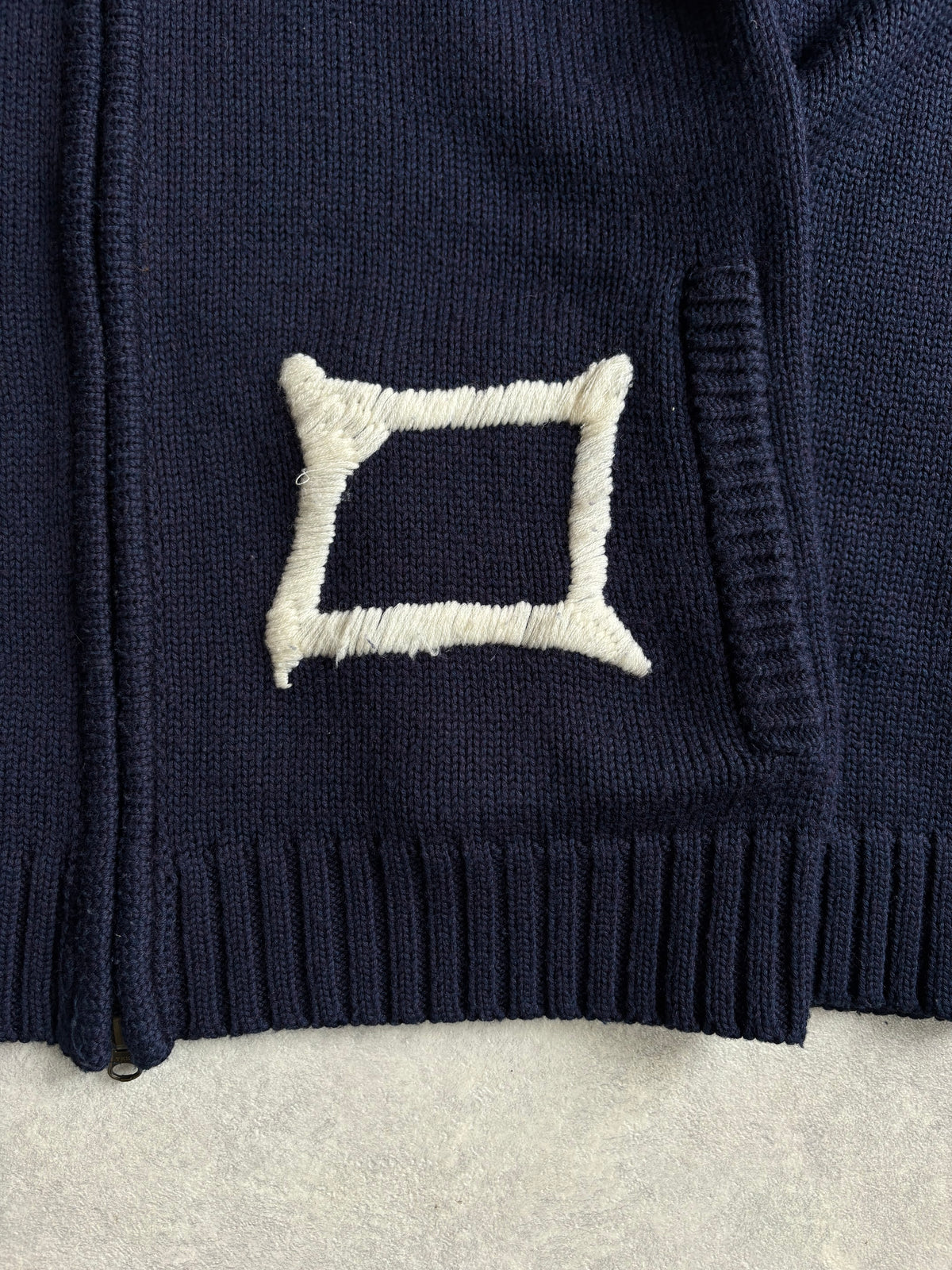 Etienne Ozeki Heavyweight Knit Zip Hoodie Navy L