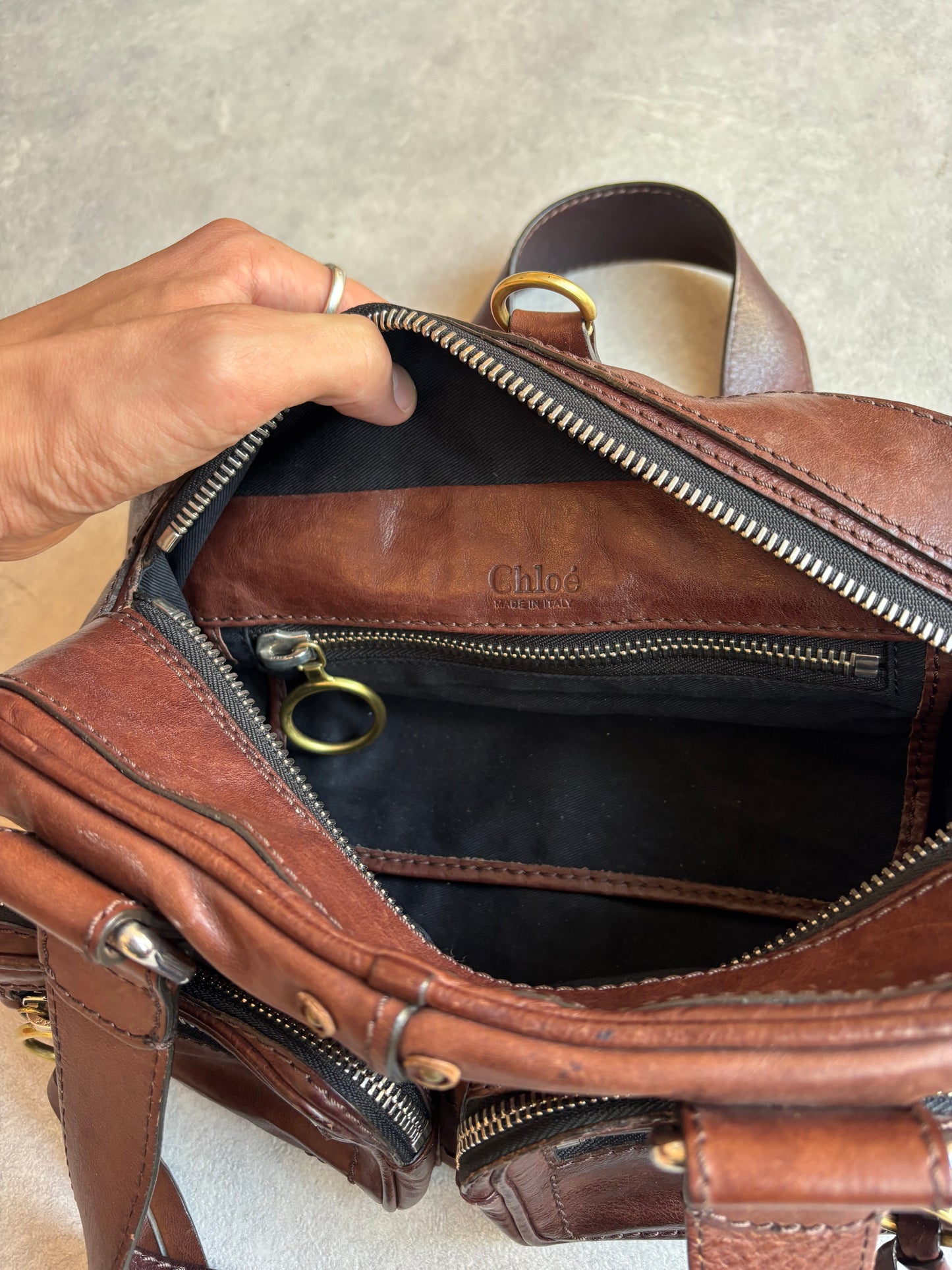 Chloé Paddington Padlock Handbag Brown Leather