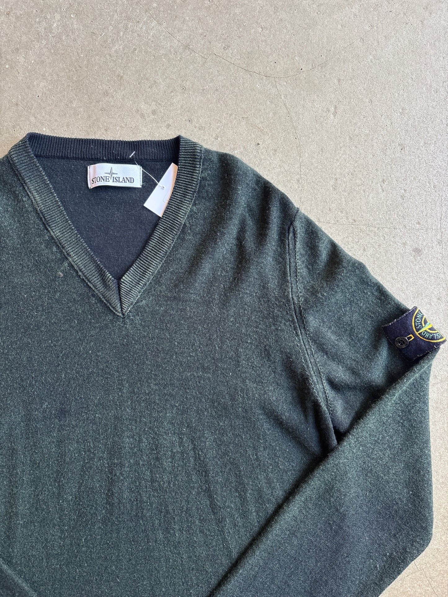 Stone Island Dyed Lana Wool Sweater Green Medium