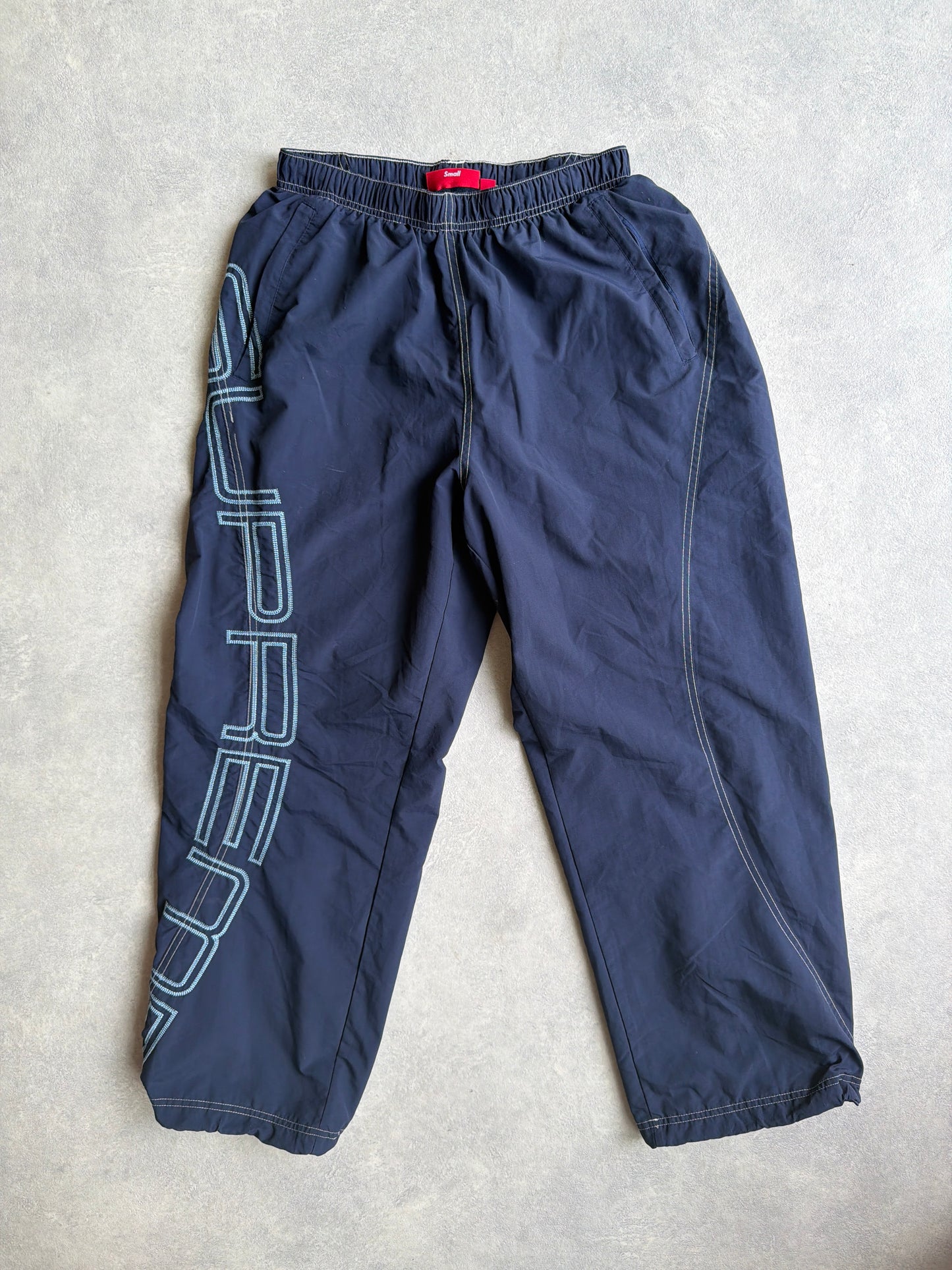 Supreme Spellout Embrodiered Track Pants Blue S