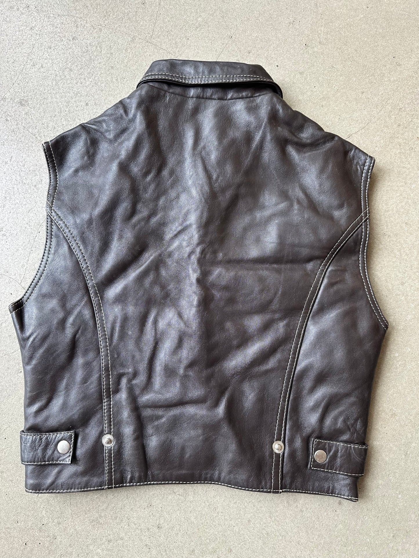 Leather Vest Brown  Size 40