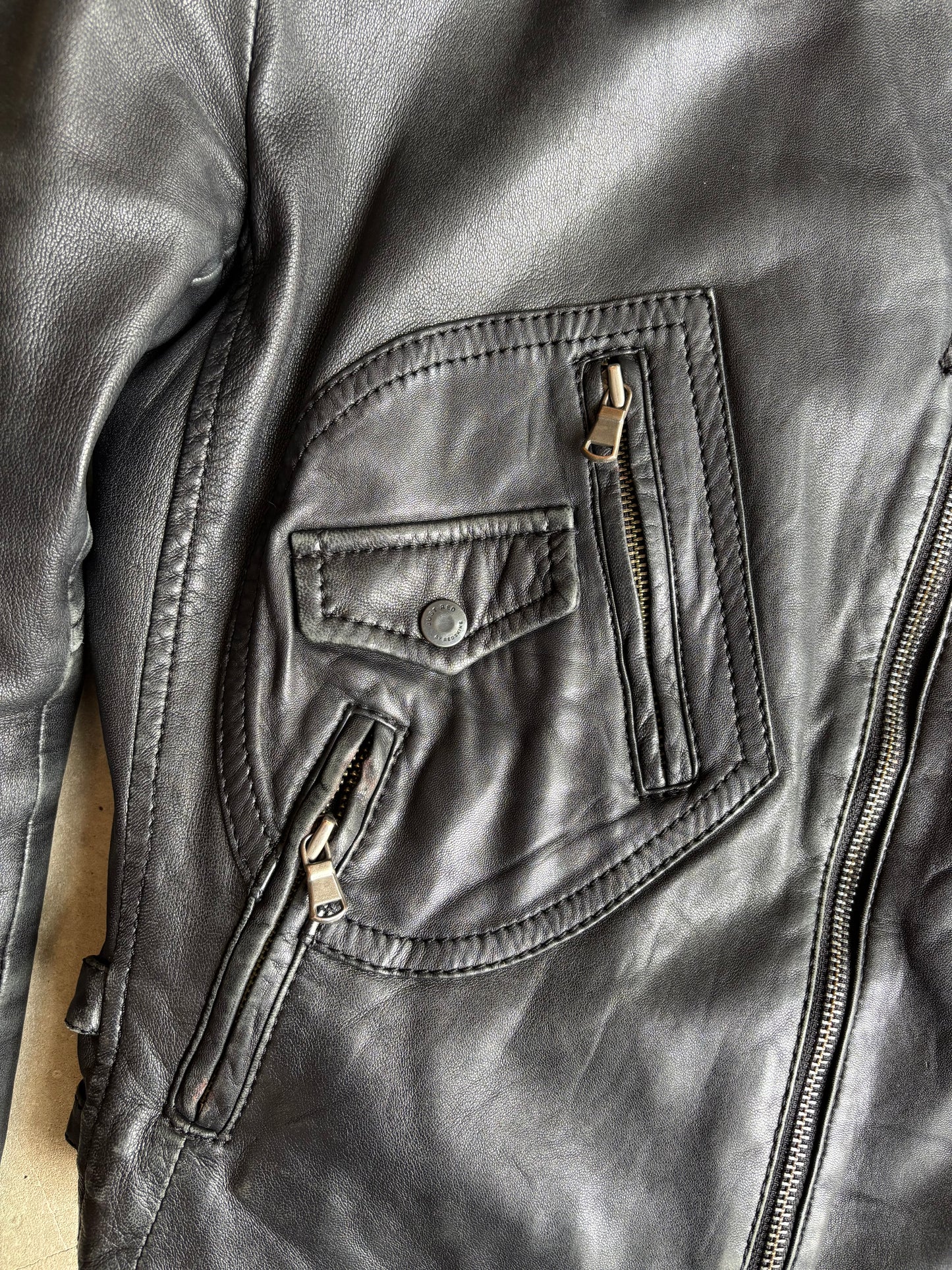 Redskin Black Leather Jacket M