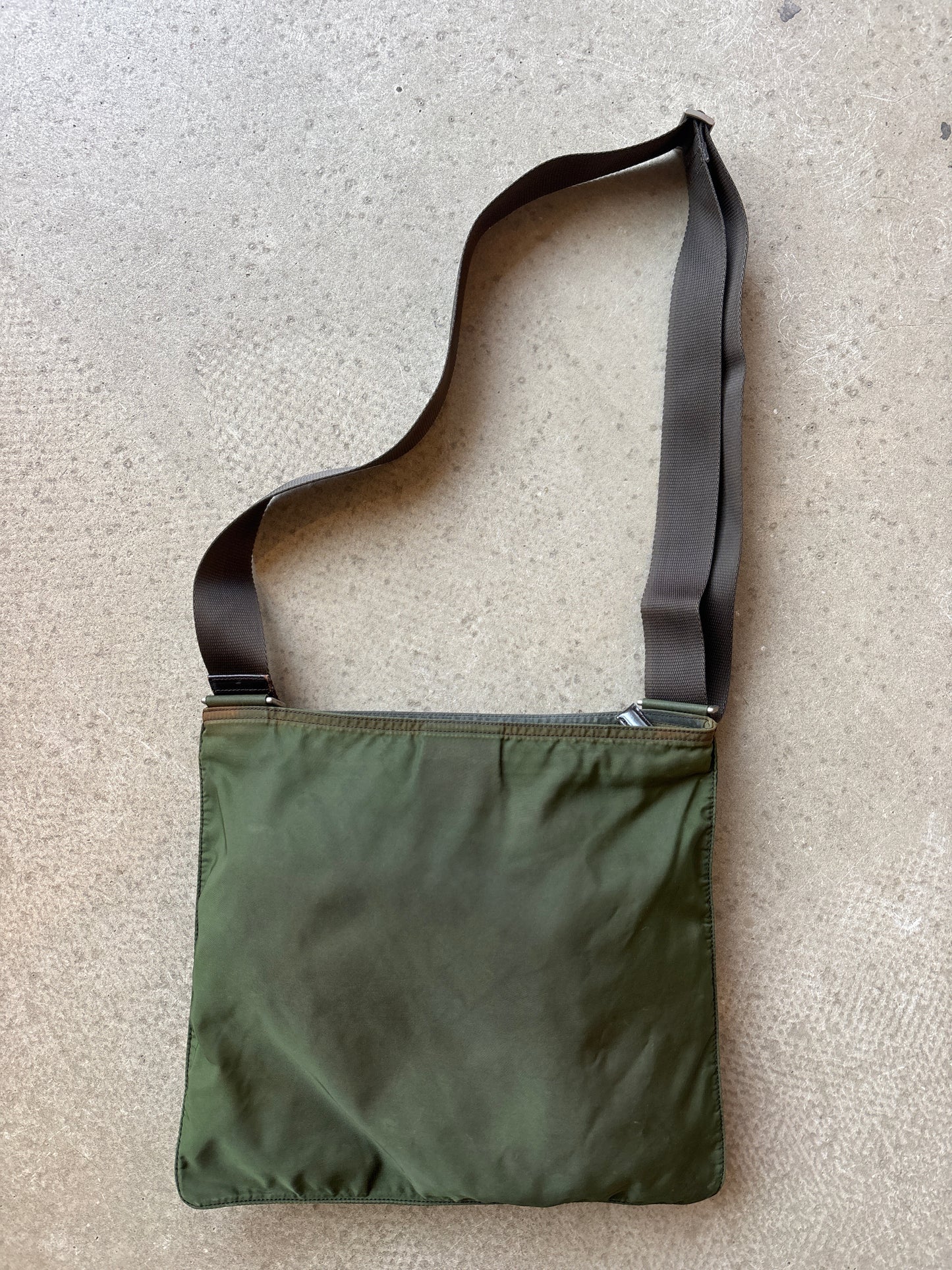 Prada Nylon Flat Messenger Bag Green