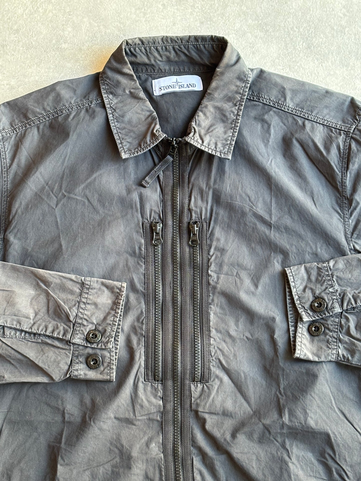 Stone Island Metal Twill Zipper Overshirt  blacl/grey XL