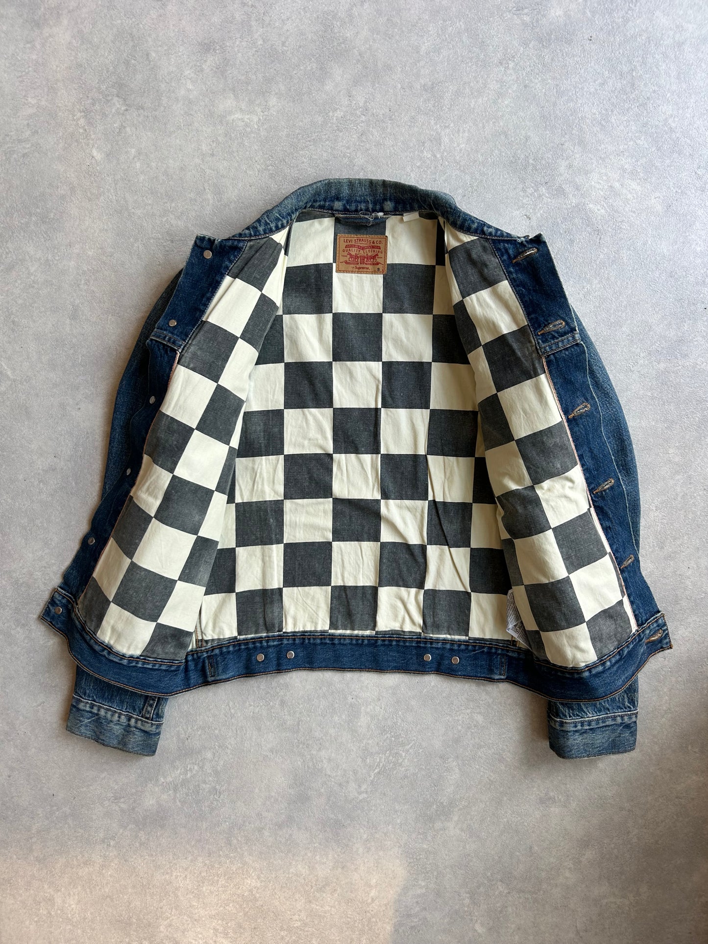 Supreme X Levi's Checkerboard Trucker Denim Jacket S