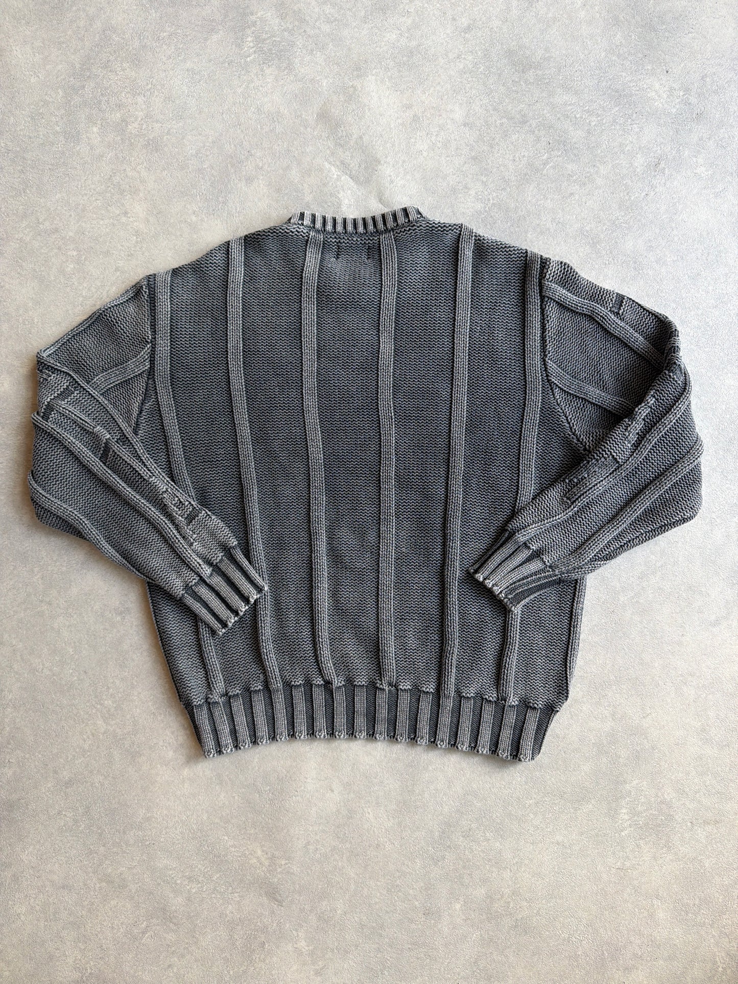Patta Cable Knitted Cold Dye Jumper Titanium Grey  L
