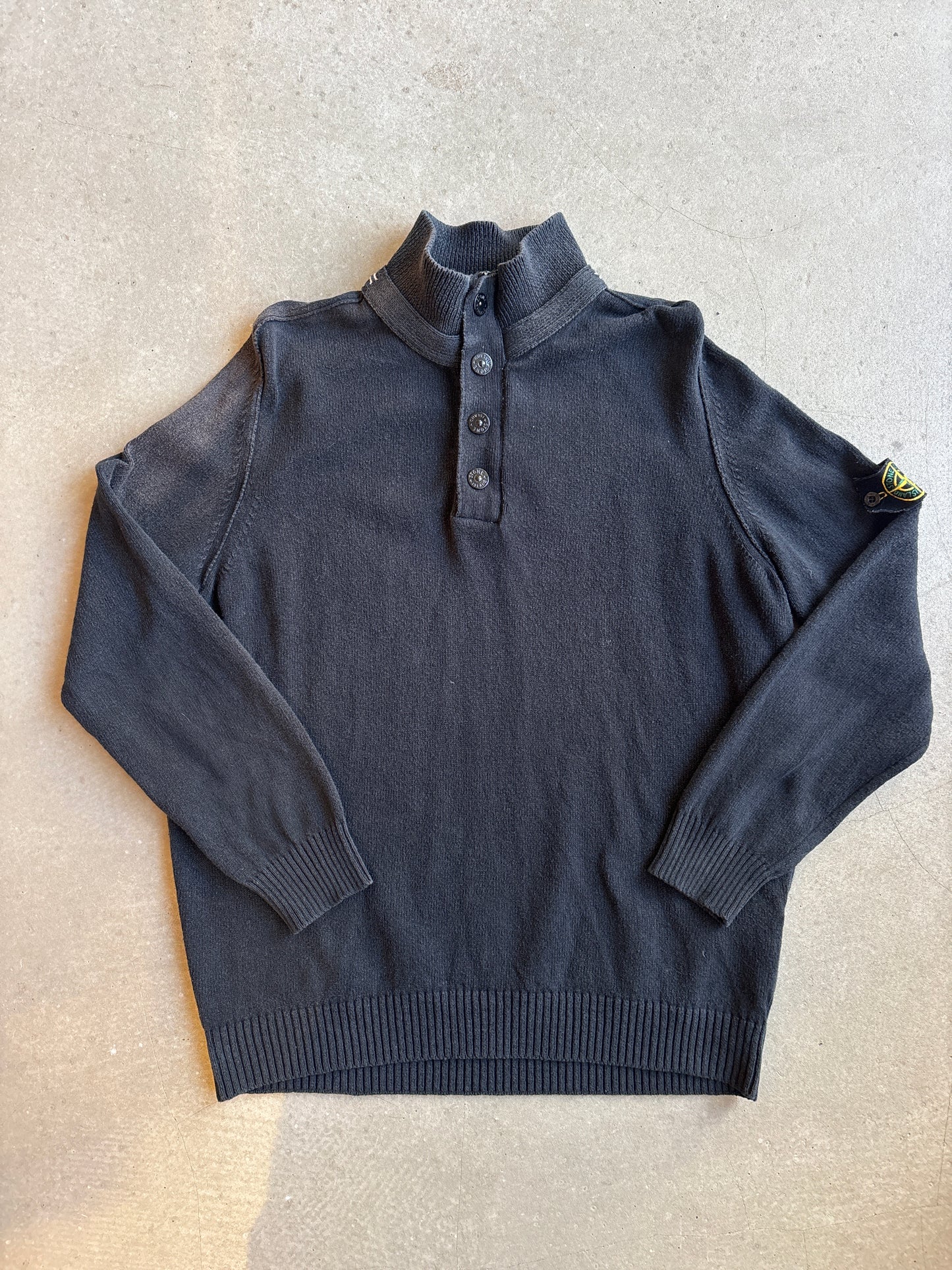 Vintage Stone Island Quarter Zip Sweater Black XXXL