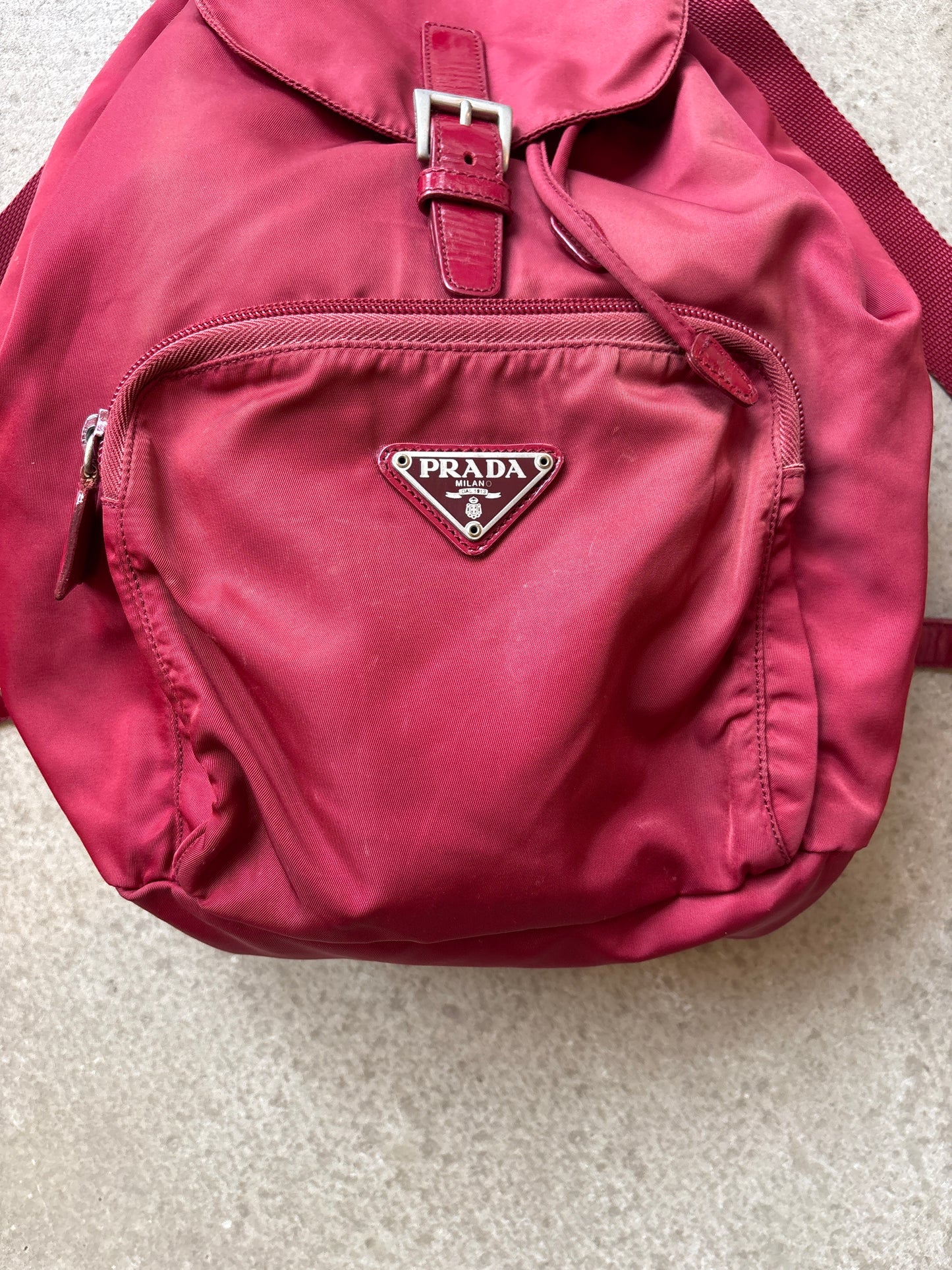 Prada Drawstring Backpack Red