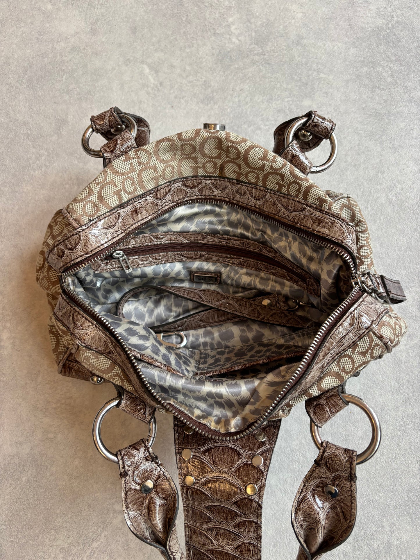 Guess G Buckle Faux Croc Monogram