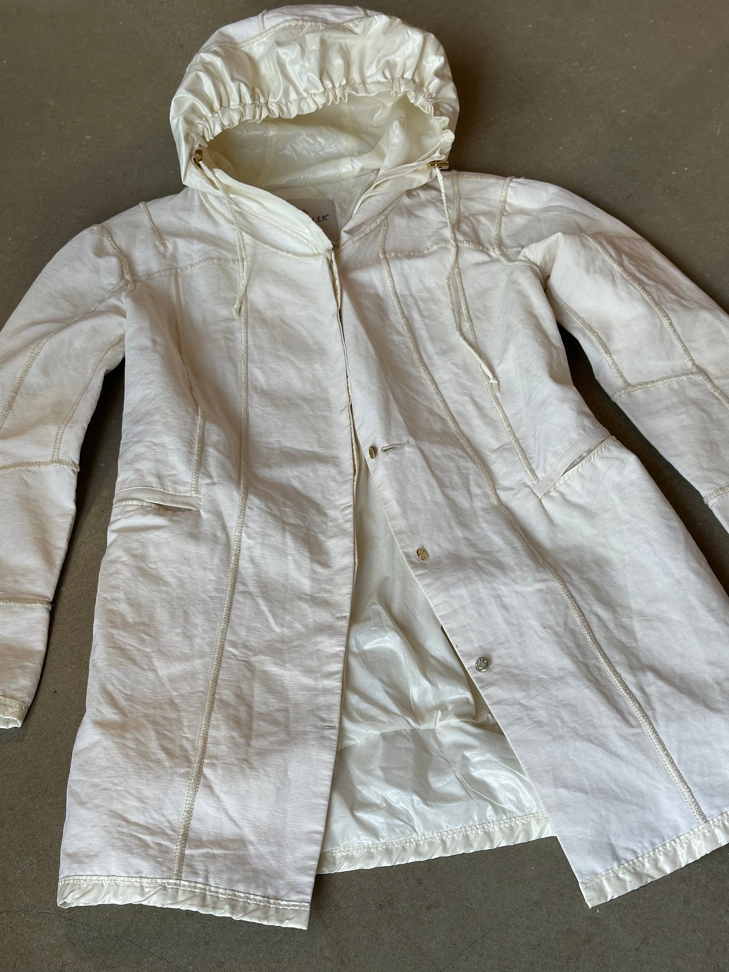 Moncler Jacket White Canvas Parka Size 1