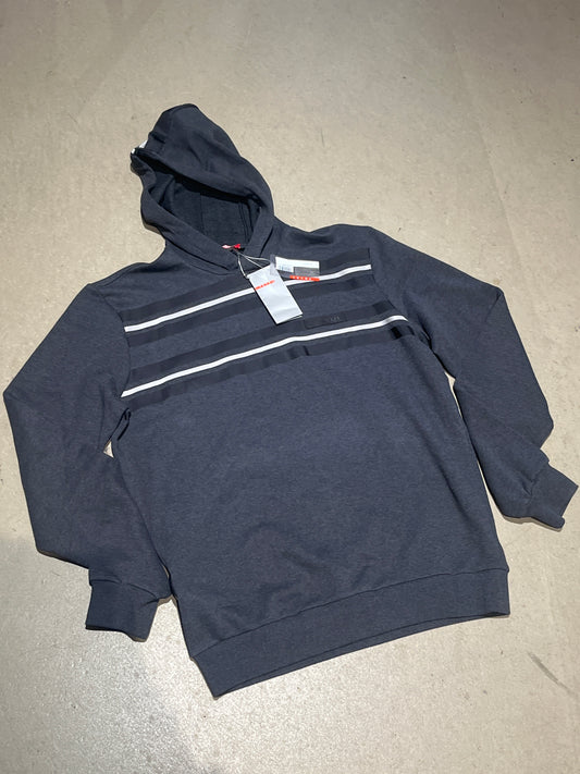 Prada 2008 Striped Hoodie Grey XL