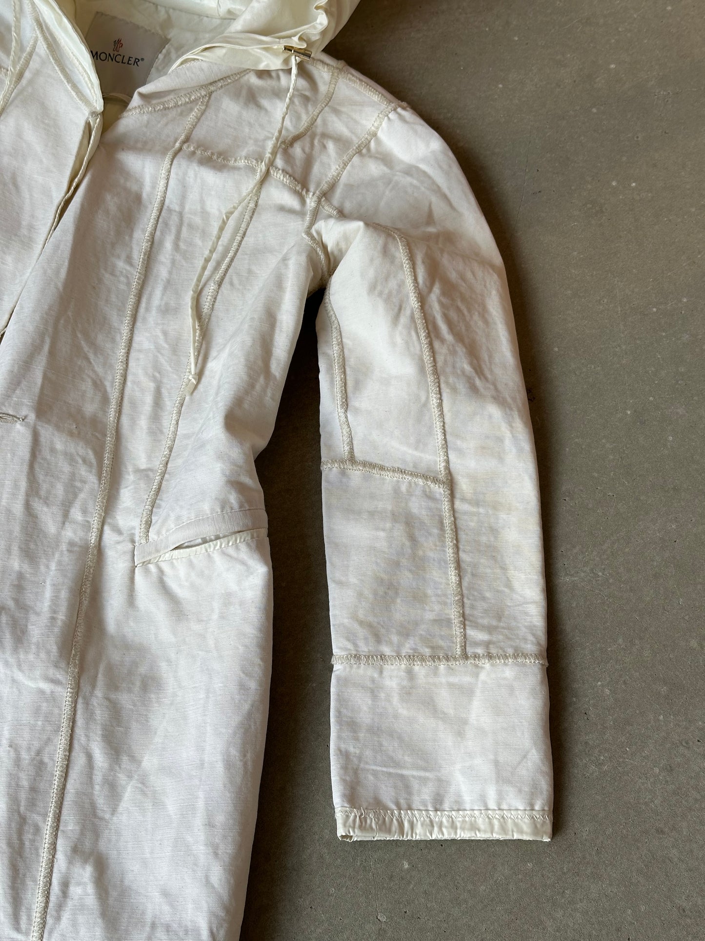 Moncler Jacket White Canvas Parka Size 1