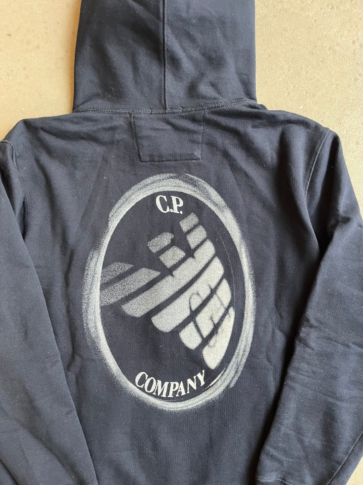 Cp Company X Armani Goggle Hoodie Navy Small