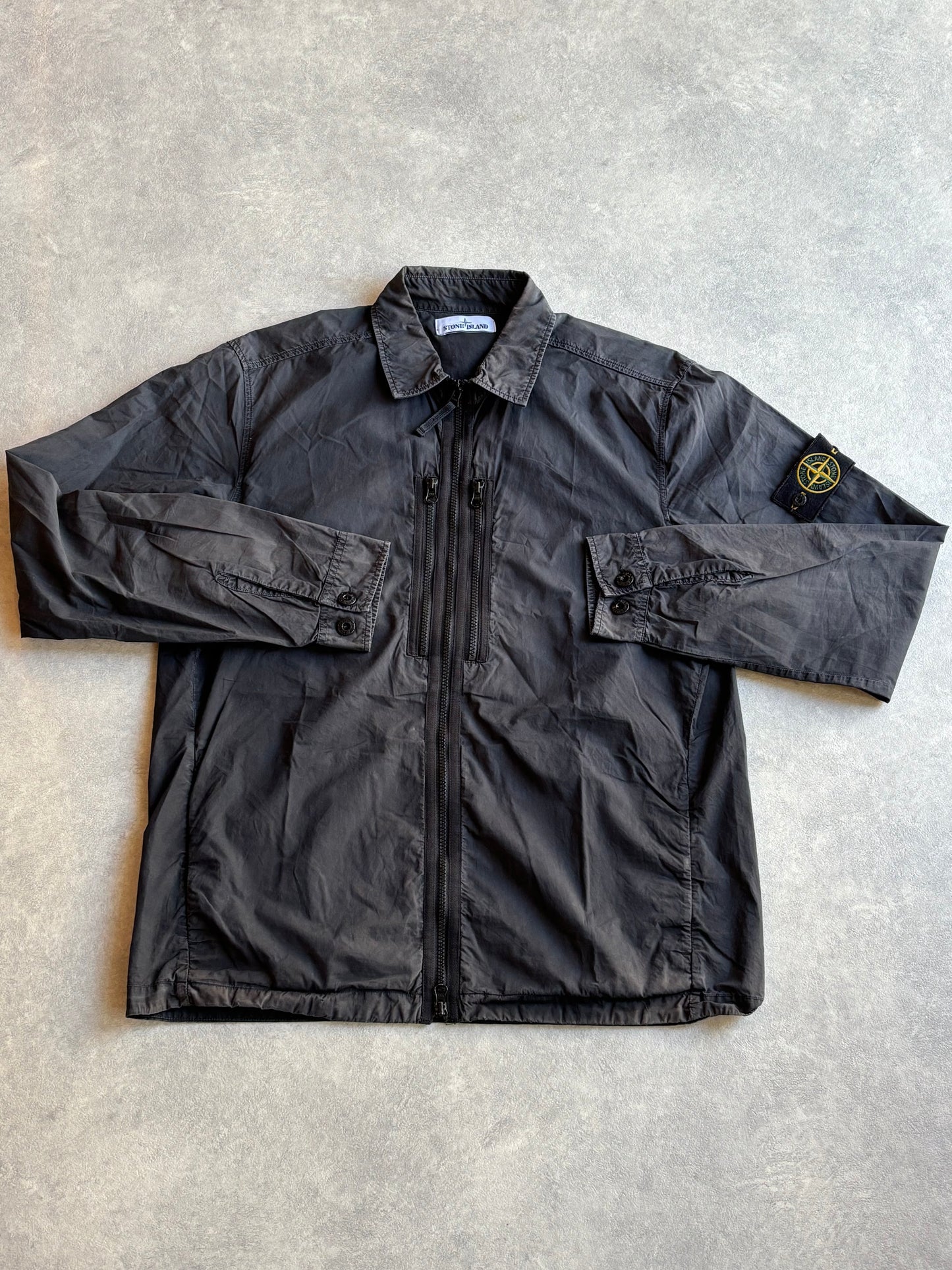 Stone Island Metal Twill Zipper Overshirt  blacl/grey XL
