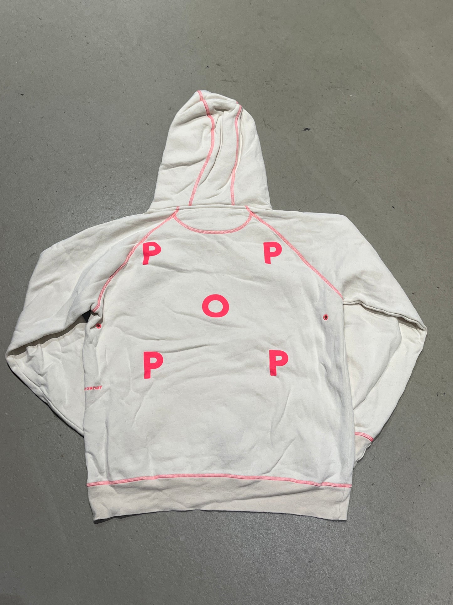 Pop Trading Company Pink Stitched Hoodie White Small