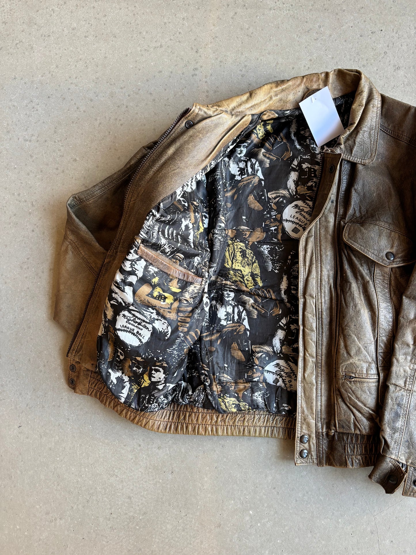 Vintage Ball League Leather Jacket Brown Medium