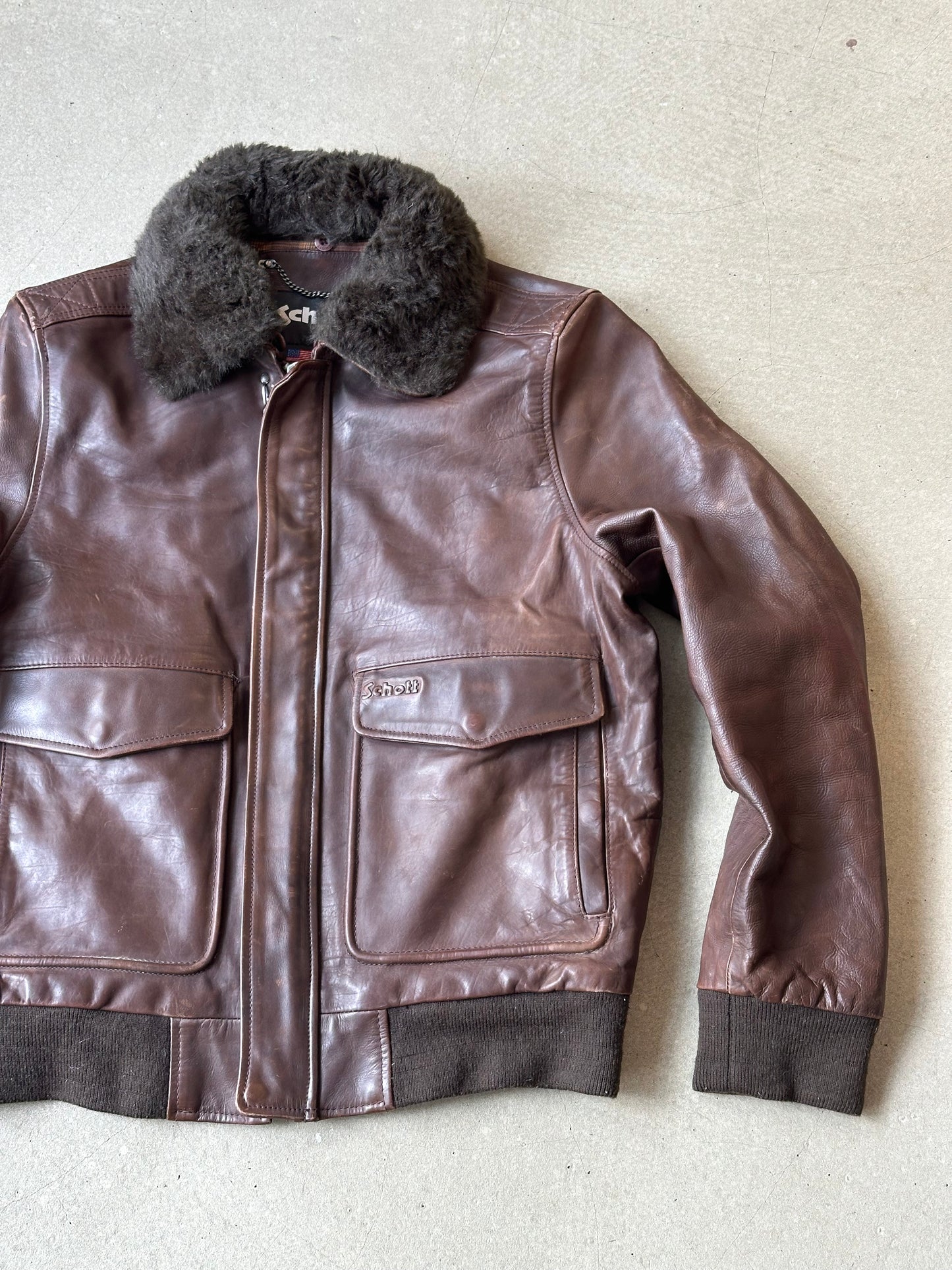 Schott Leather Top Gun Jackets Brown L