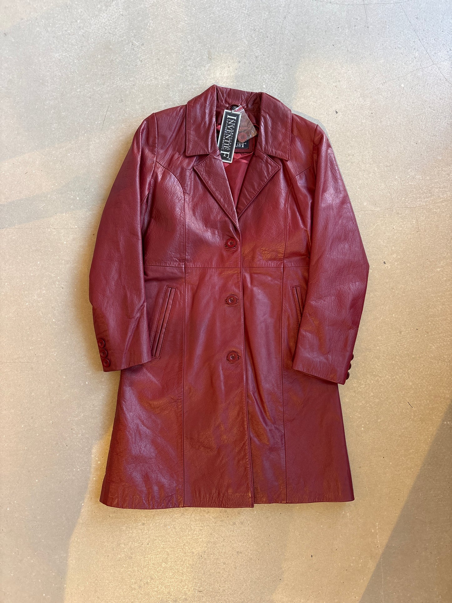 Inventief Leather Jacket Wine Red 36