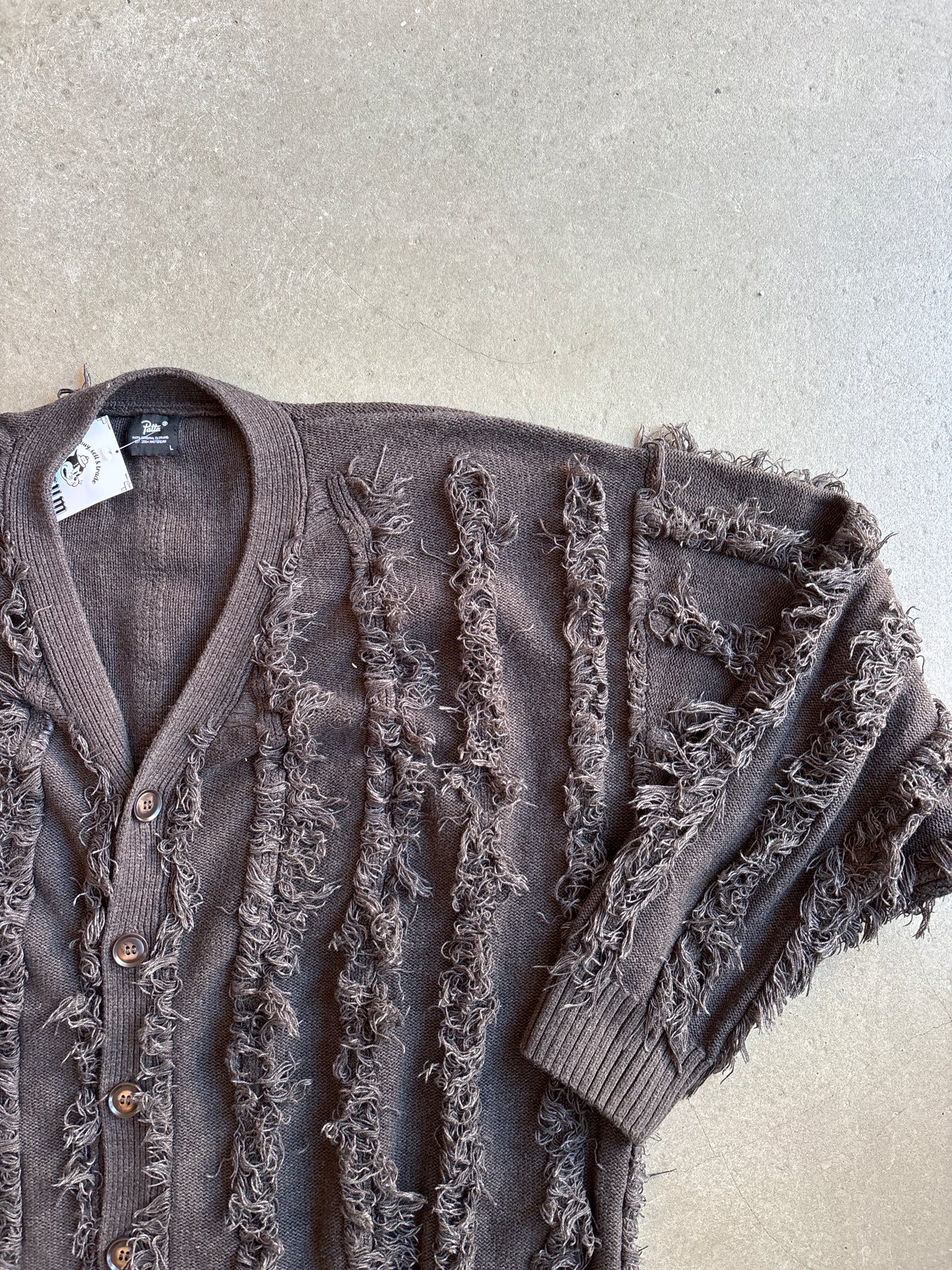 Patta Fringed Knitted Cardigan Brown L