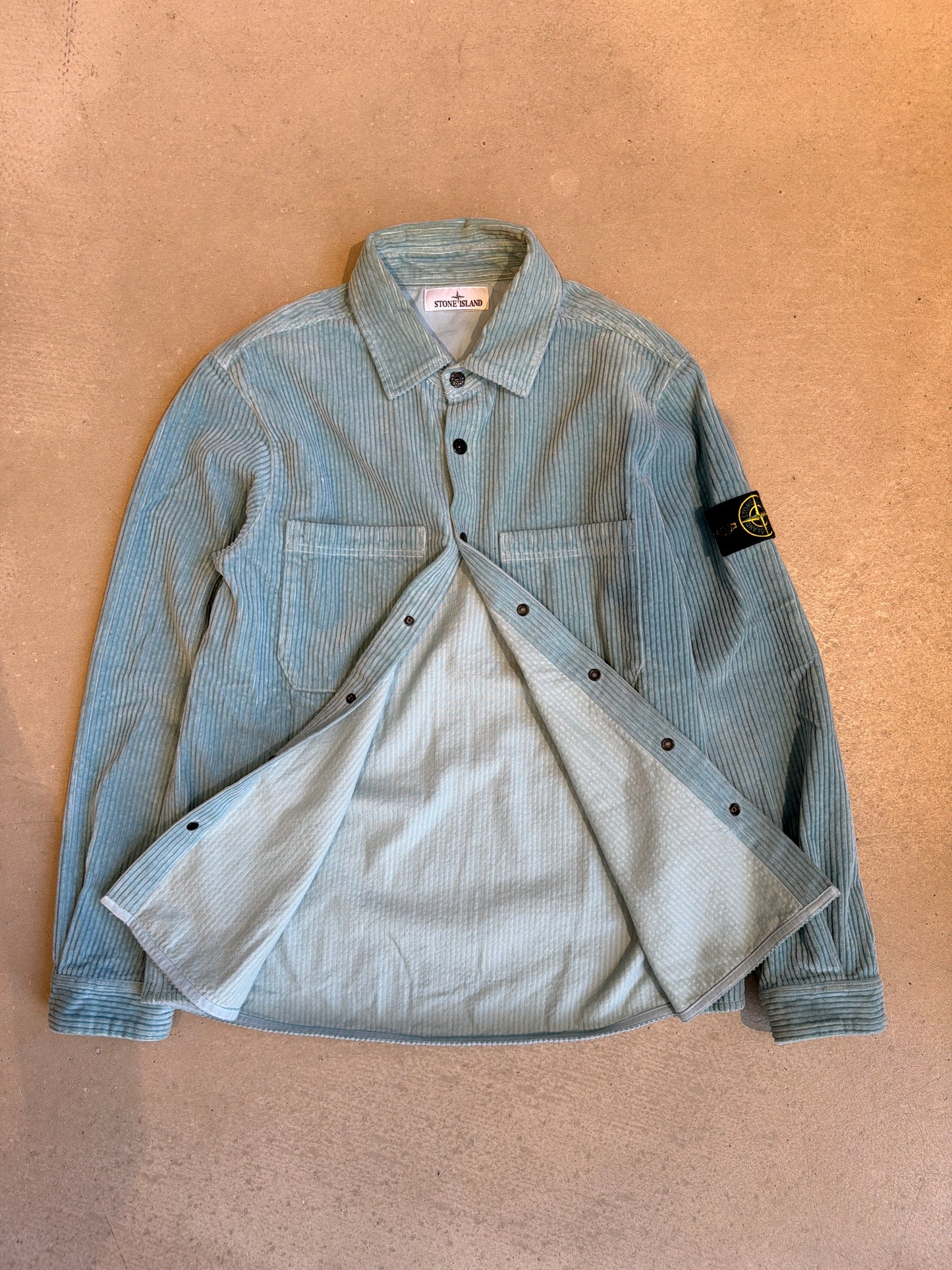 Stone Island Compass Corduroy Over Shirt Crystal Blue L