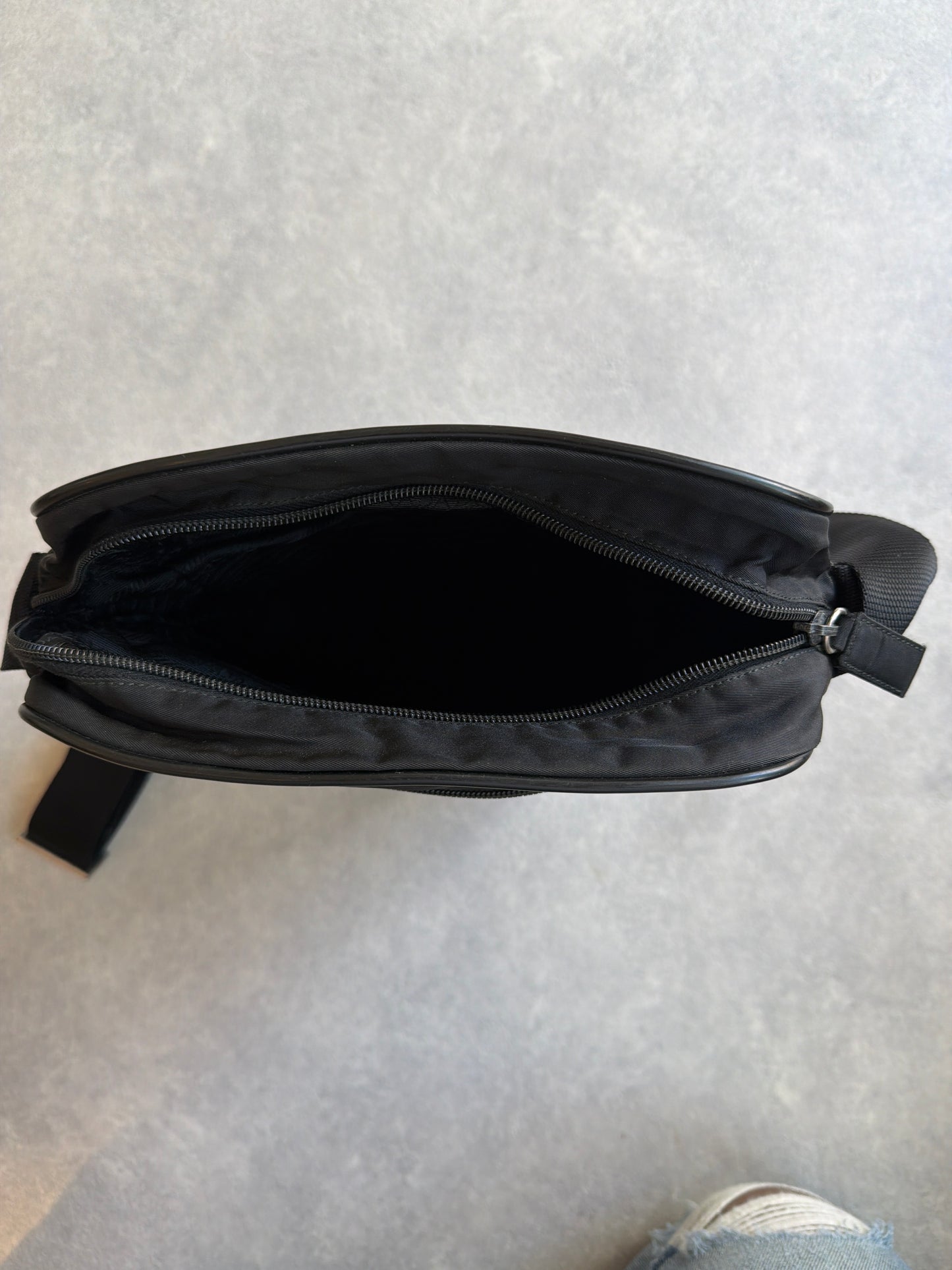 Prada Bag Nylon Messenger Bag Black Steel