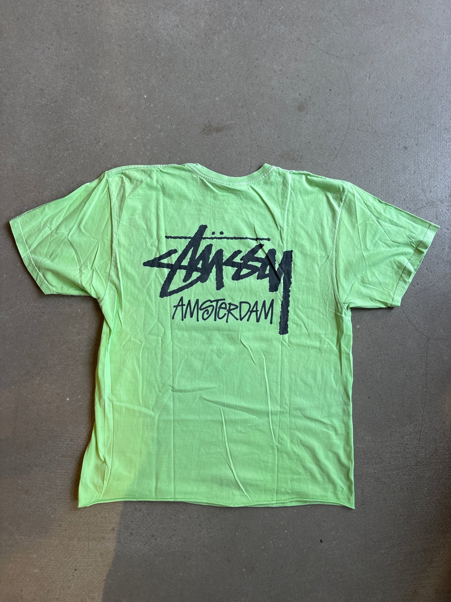 Stussy Amsterdam Neon Green Cropped Tee L
