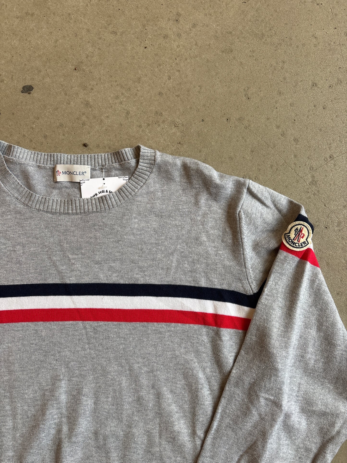 Moncler Wool Sweater Tricolour Stripe Grey S