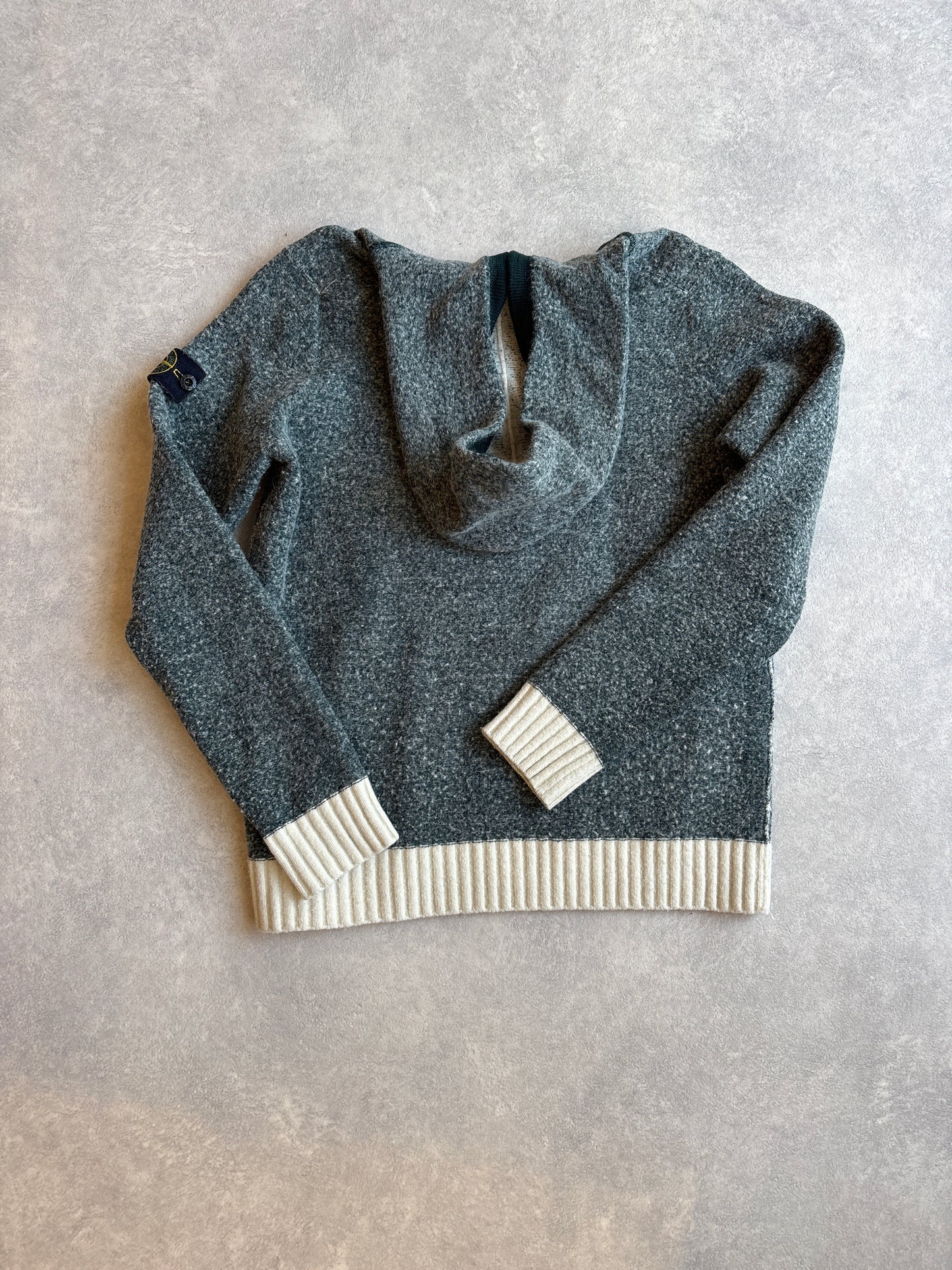 Stone Island Grey Wool Knit Zip -up Junior
