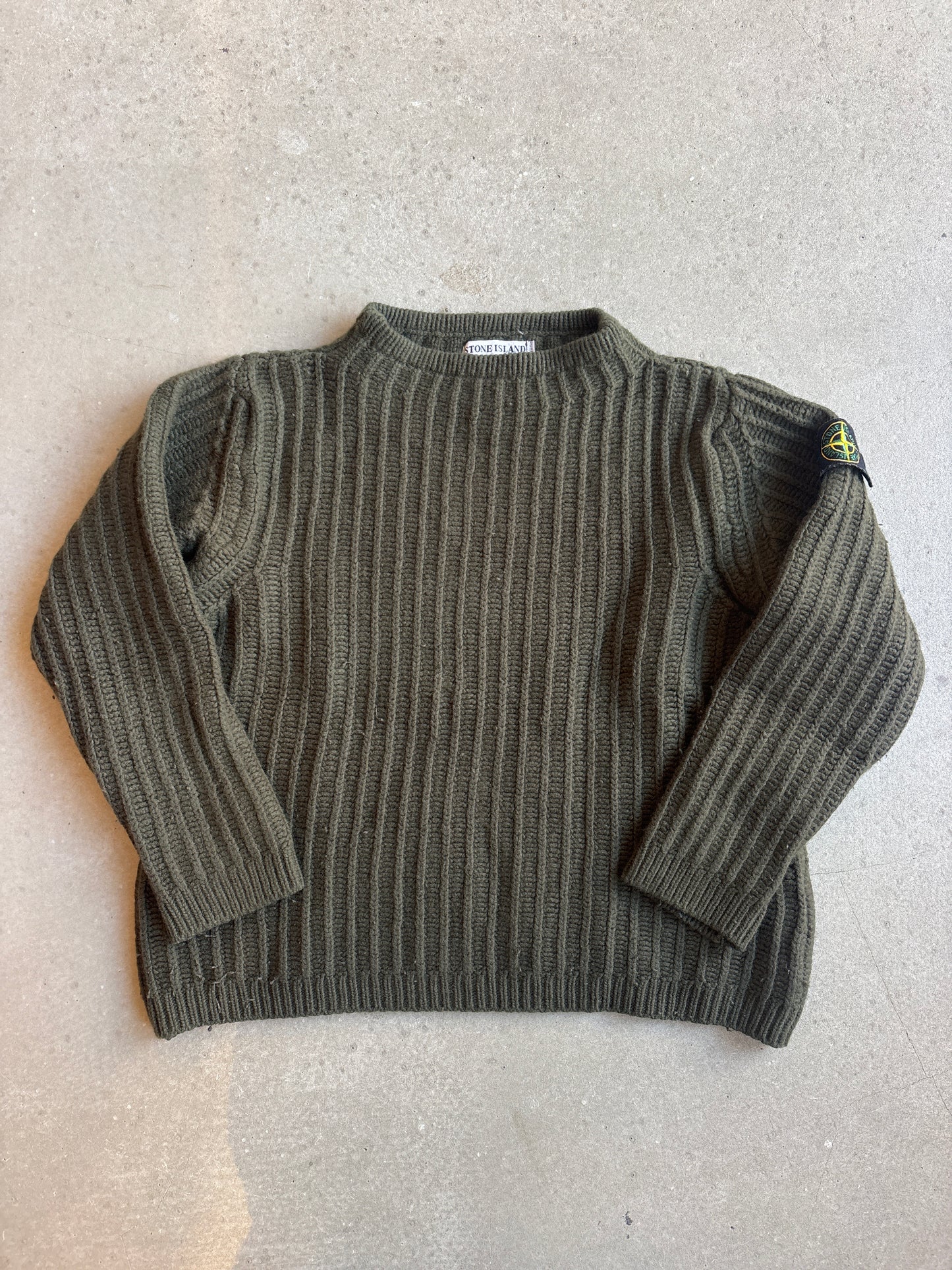 Vintage Stone Island Heavy Knit Sweater Green Large (Fit S)