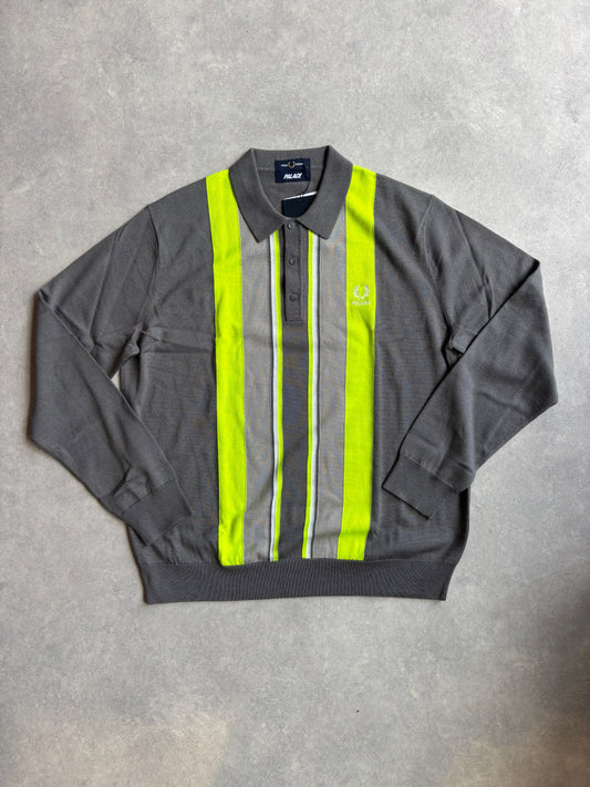 PALACE FRED PERRY GEBREID SHIRT MET LANGE MOUWEN FEATHER