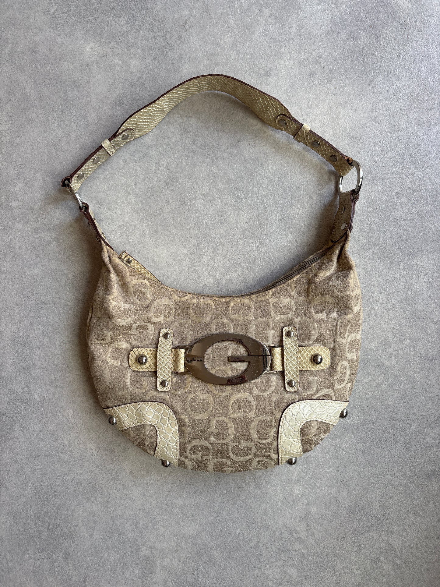 Guess Big G Monogram Beige Bag