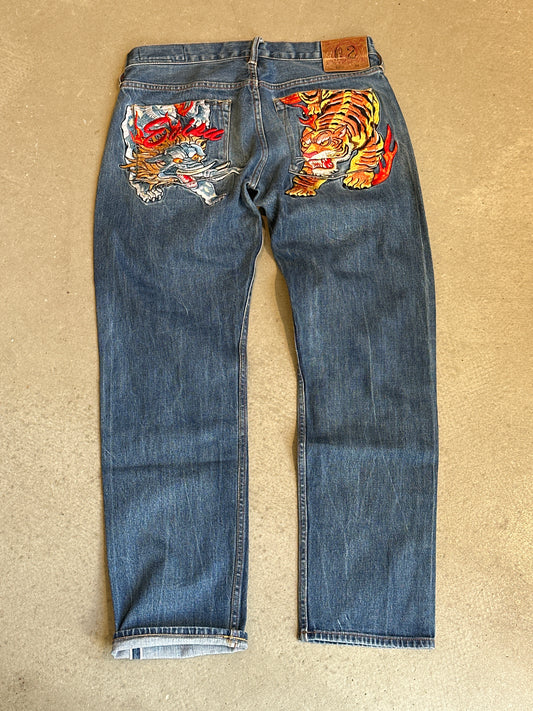 Evisu Selvedge Denim Embroidery Both pockets Size 34