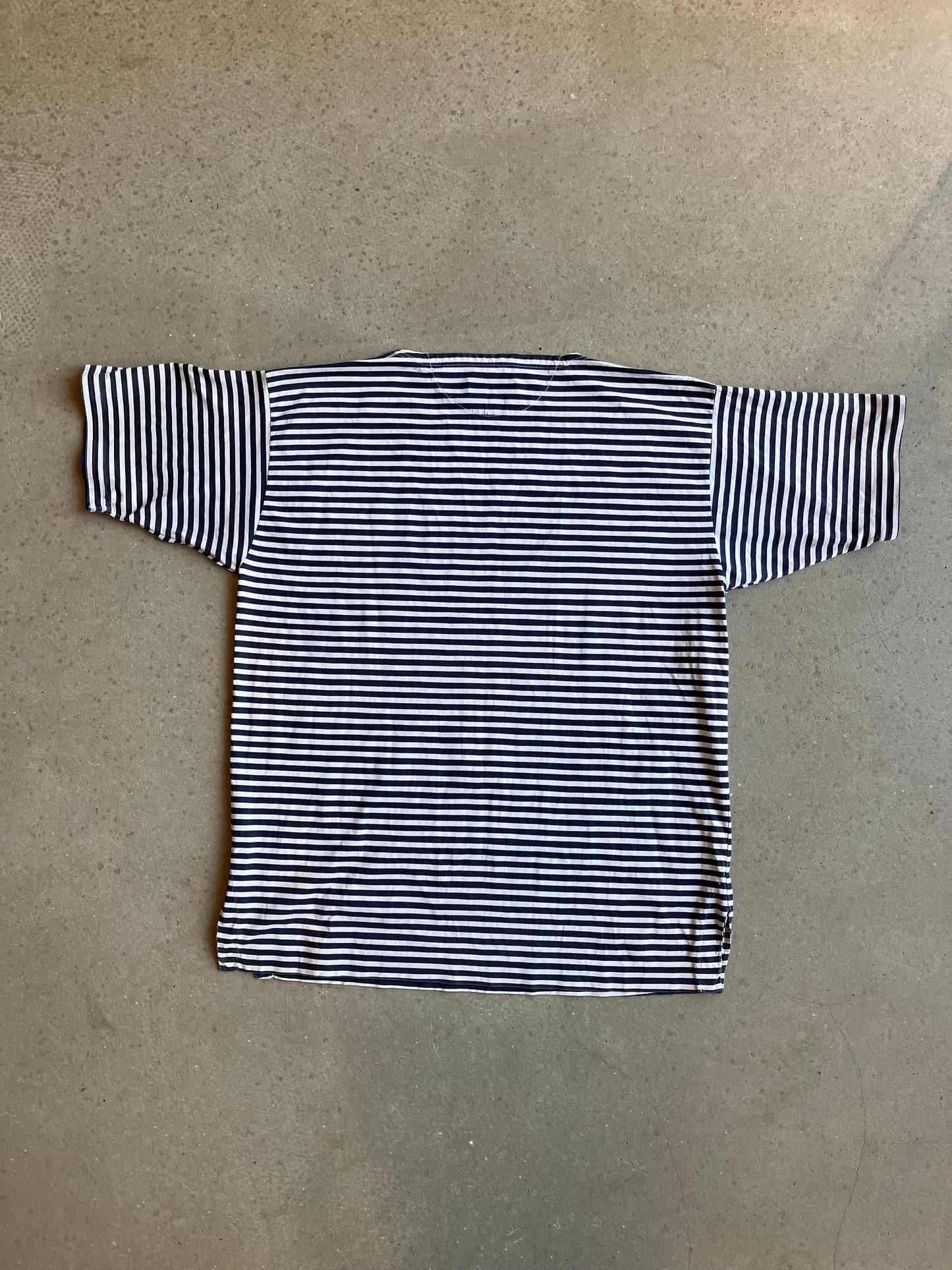 Vintage 1987 Stone Island Striped Tee White XL