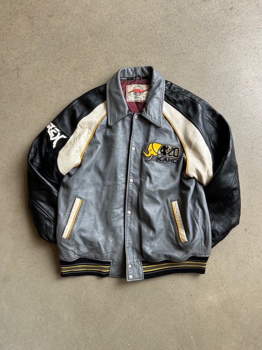 Avirex 420 KAHO Leather Varsity Jacket Grey XXL