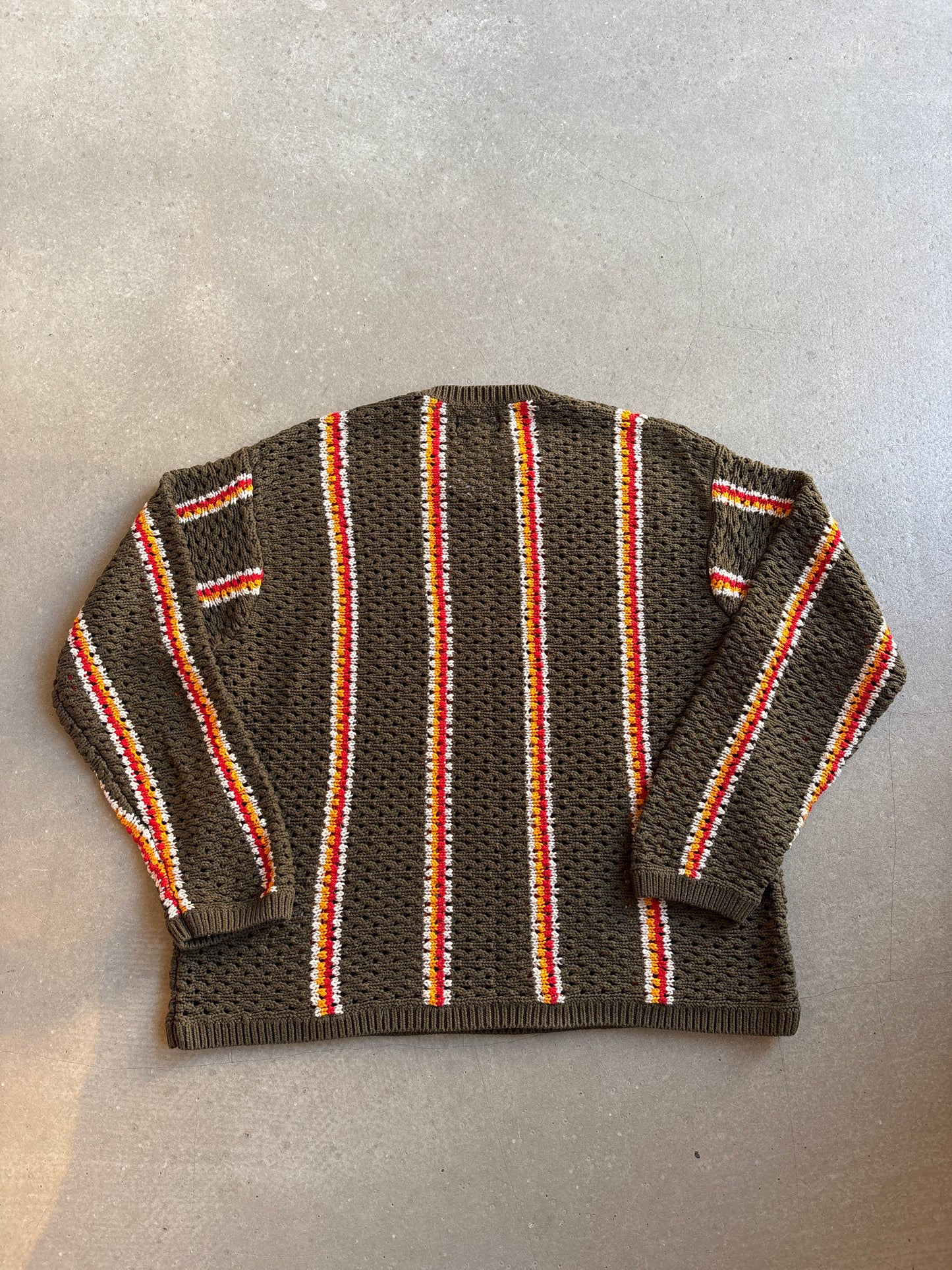 Stussy x Patta Striped Loose Gauge Sweater Olive L