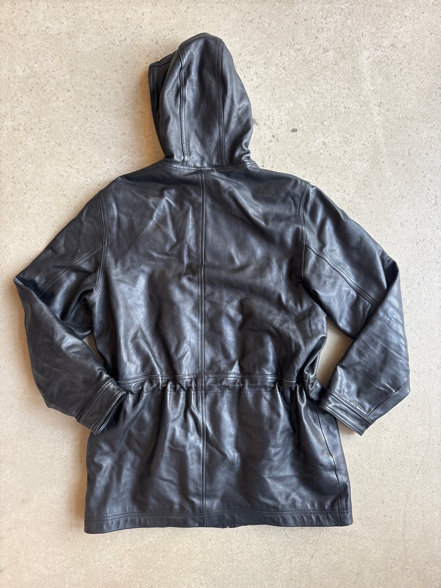 Supreme 2014 Leather Hooded Parka Black Large