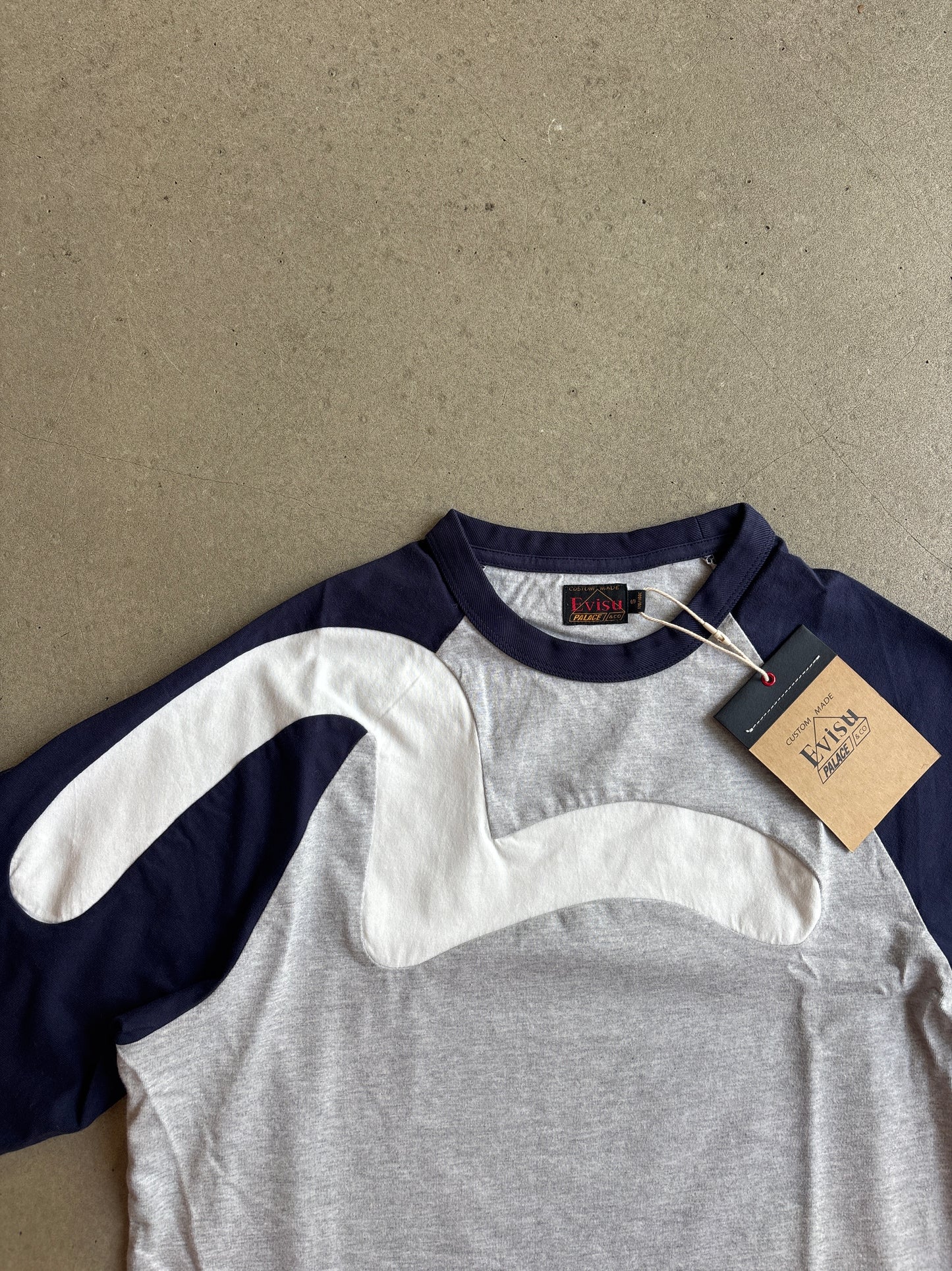 Palace x Evisu Seagull Raglan T-shirt Grey Marl