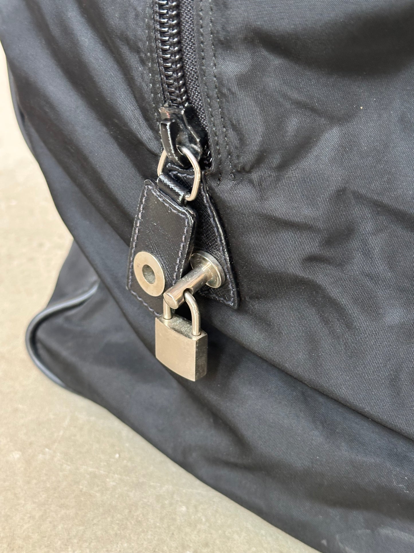 Prada Black Nylon and Leather Duffle Bag Black