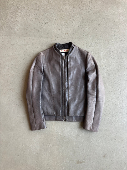 Marni Gumy Double Leather Jacket Grey Medium