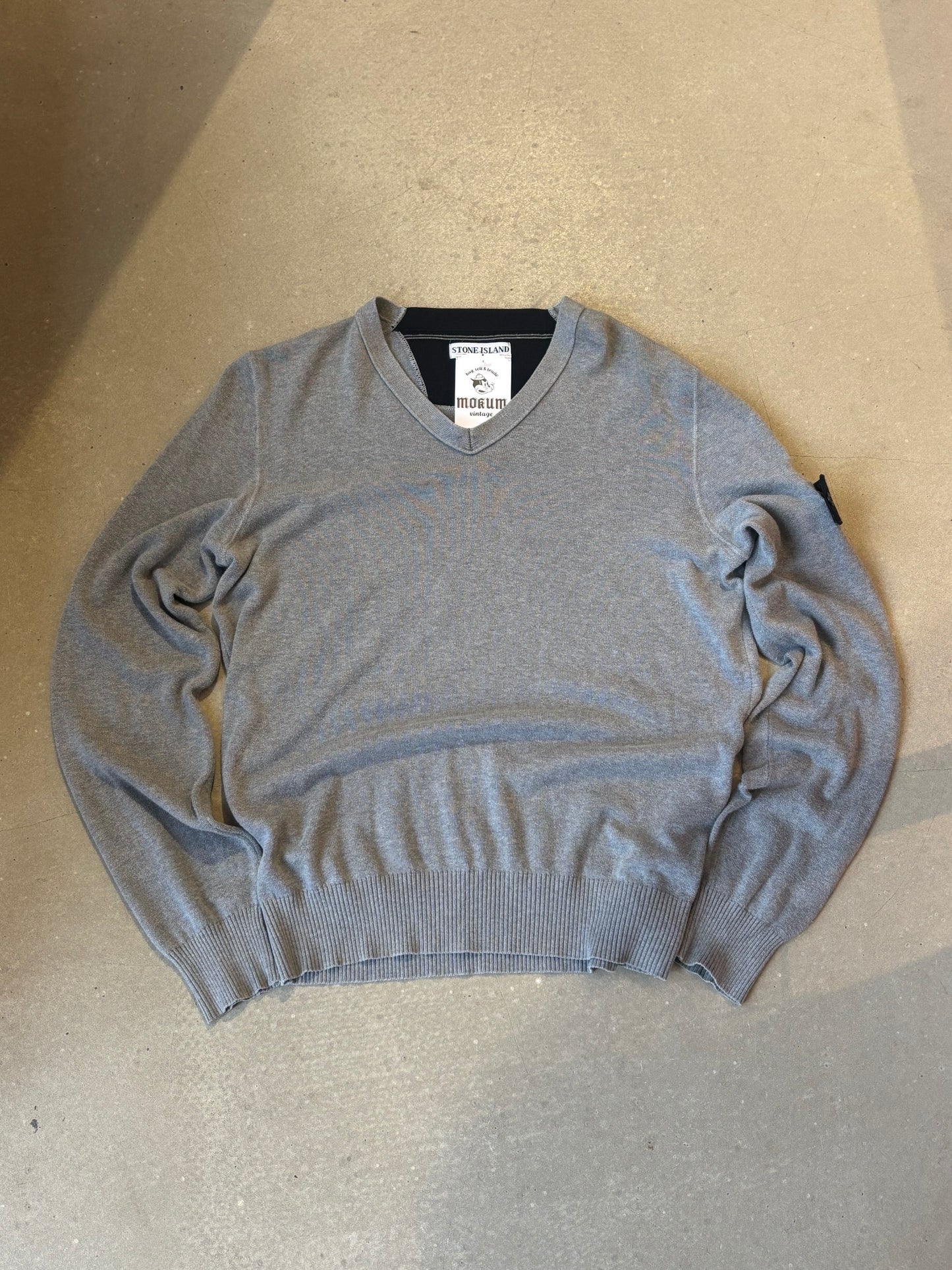 Stone Island V-Neck Sweater Grey M