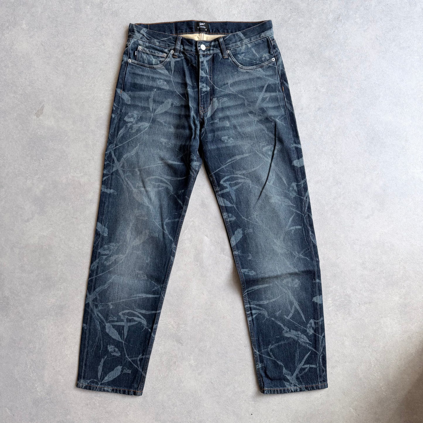 Patta Leaves Laser Printed Denim Jeans W 32 L 32