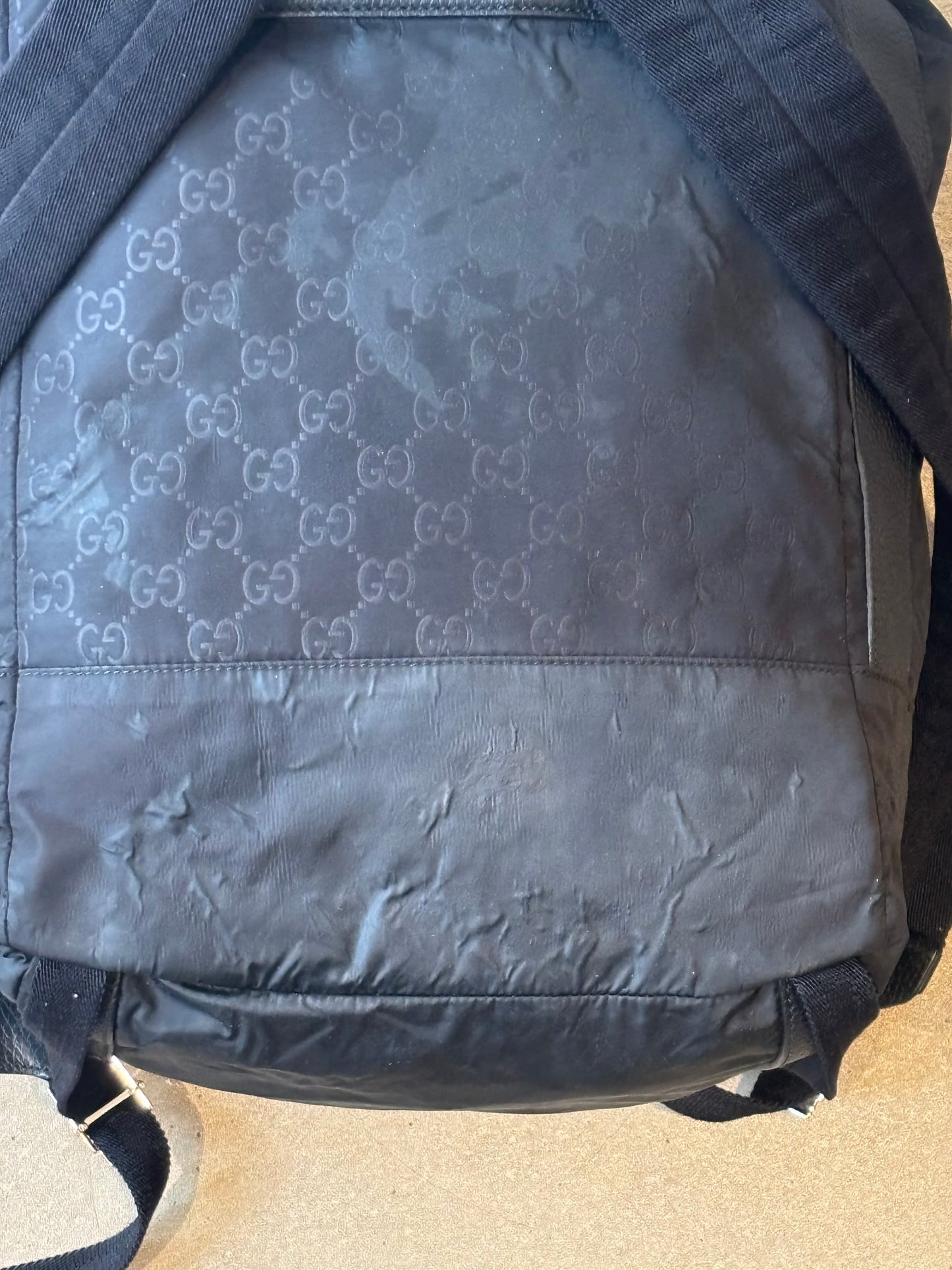 Gucci GG Pattern Nylon And Leather Back PaclK Black