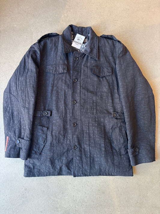 Prada Nylon Coat Fur Lining Black 52