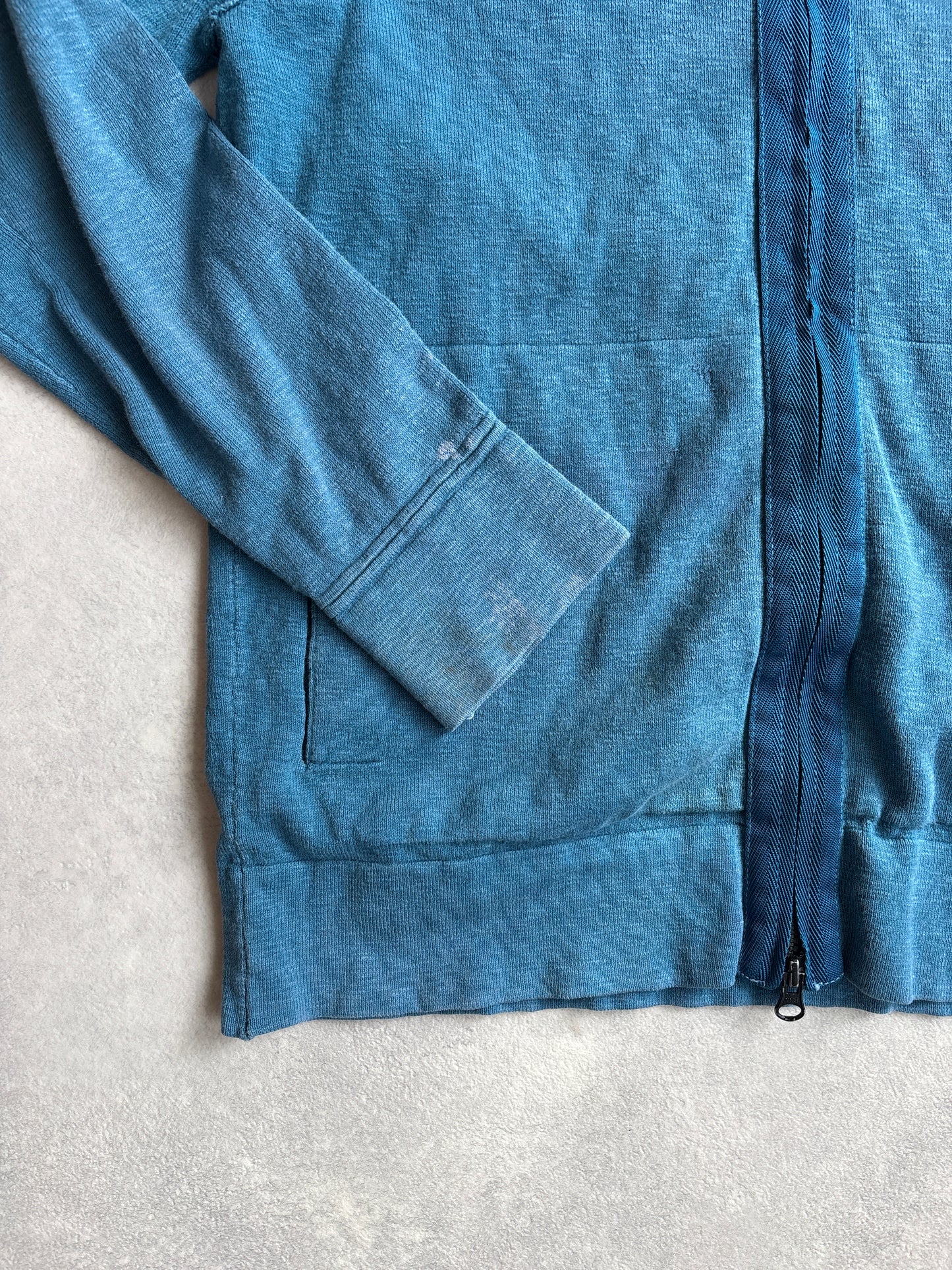 Stone Island Zip Up Garment Dyed Hoodie L
