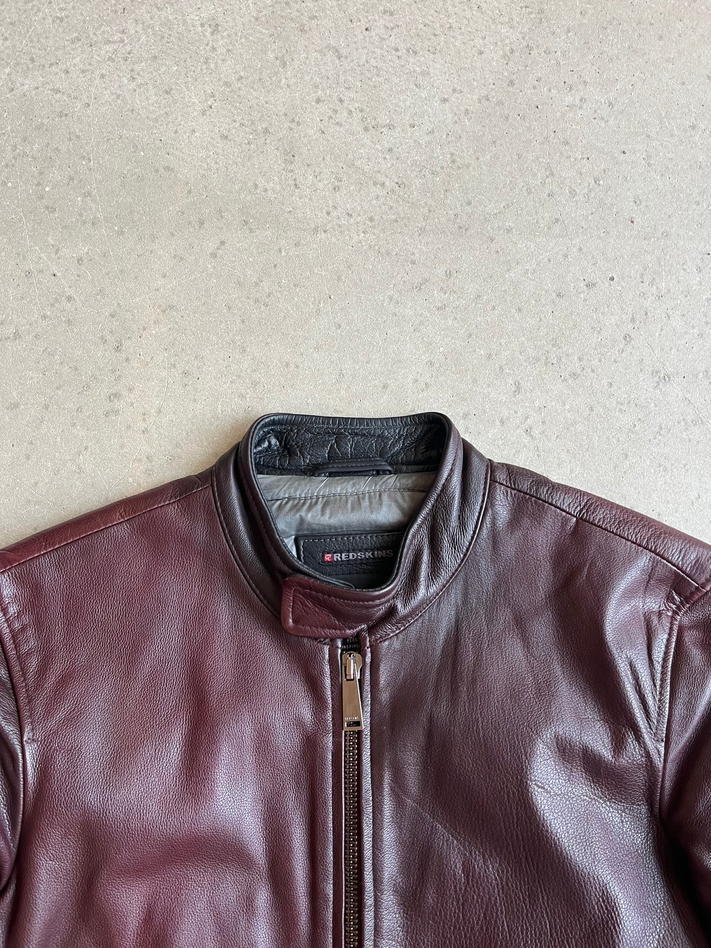 Redskins Leather Bomber Jacket Red M