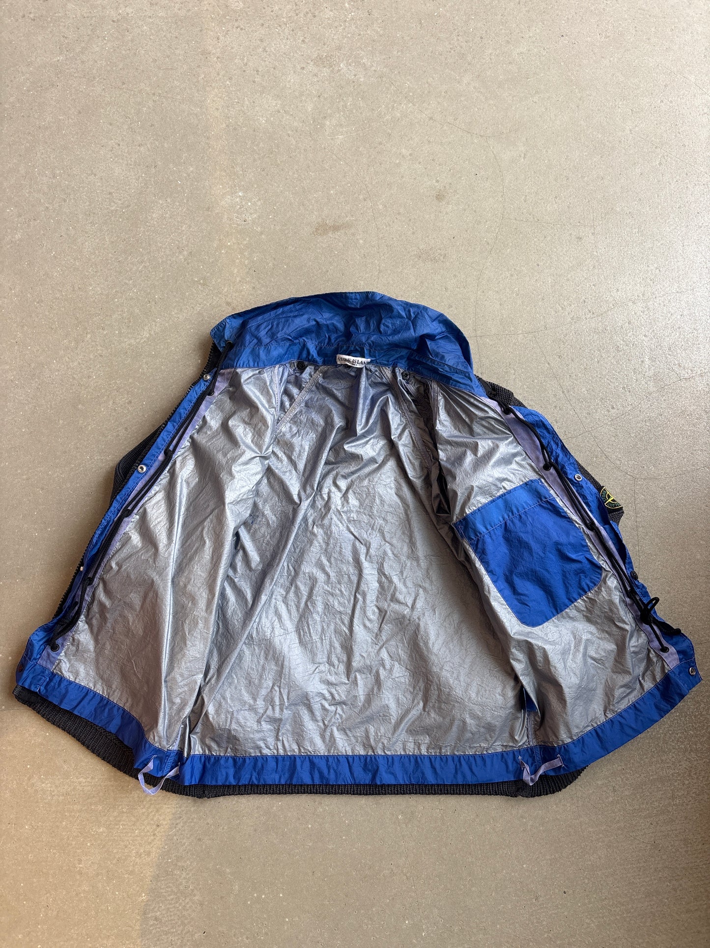 Stone Island Knitted Grey & Blue Nylon Jacket L