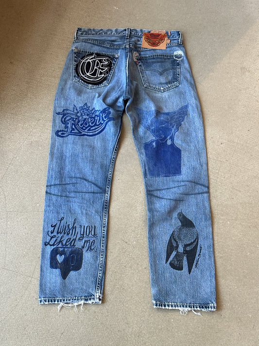 Atelier Reservé Reworked Waxed Denim Jeans W32